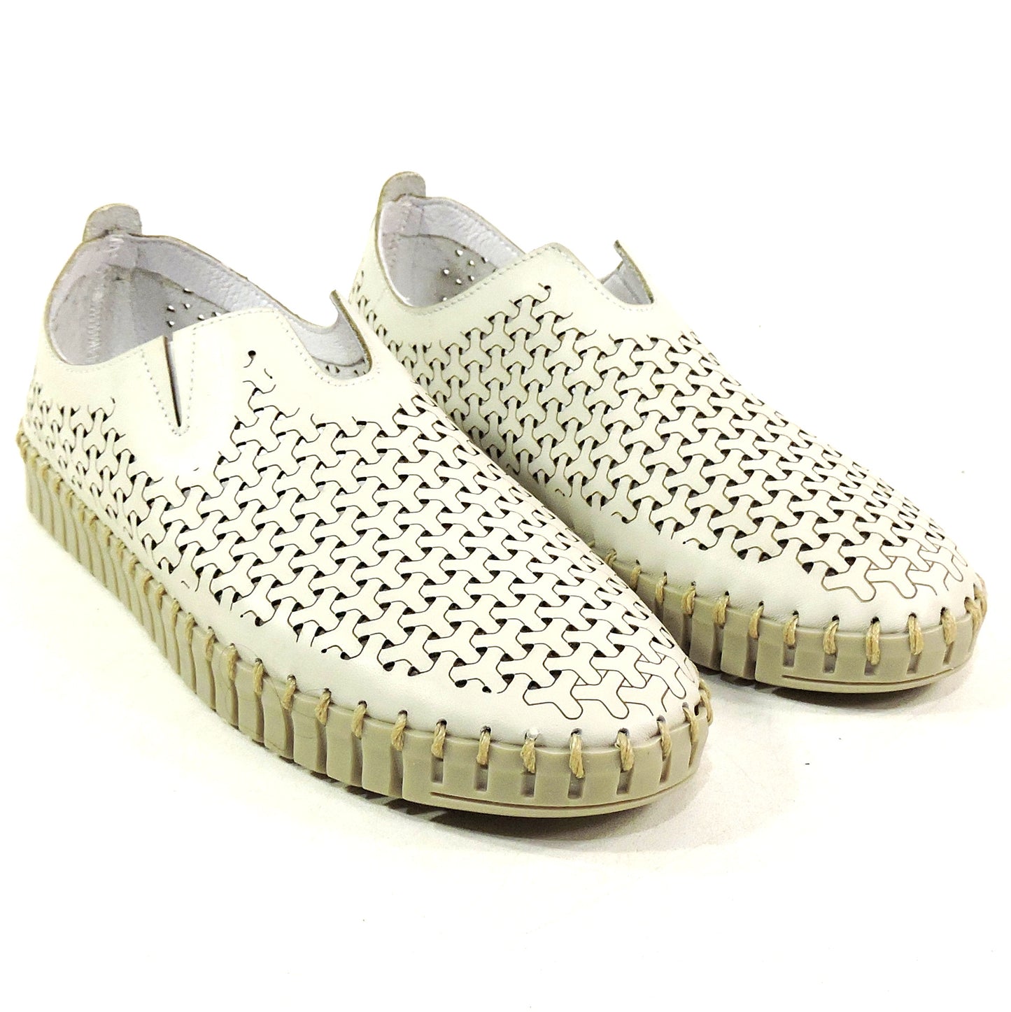 FRAU 🇮🇹 WOMEN'S SOFT IVORY LEATHER COMFORT SUMMER FLAT LOAFERS