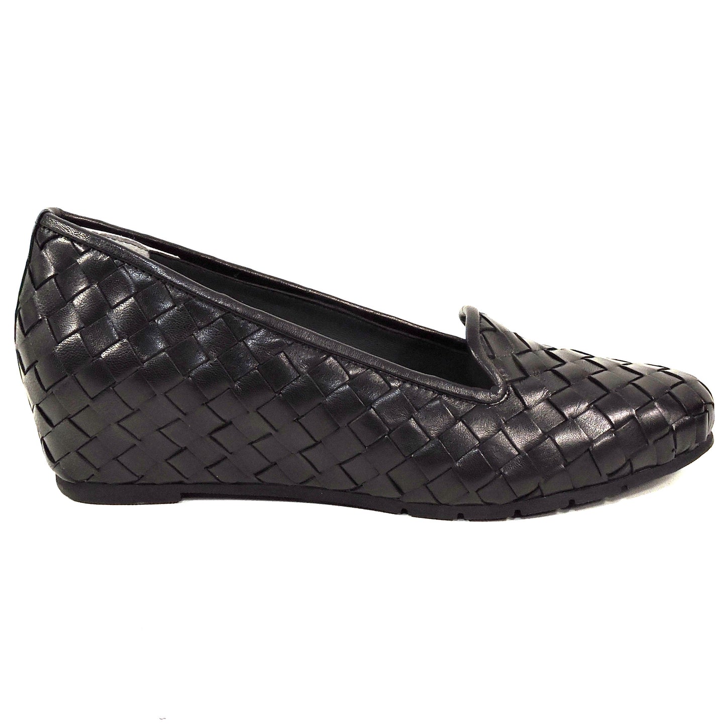 BALDININI ๐ฎ๐น WOMEN'S BLACK SOFT LEATHER WEDGE COMFORT LOAFERS