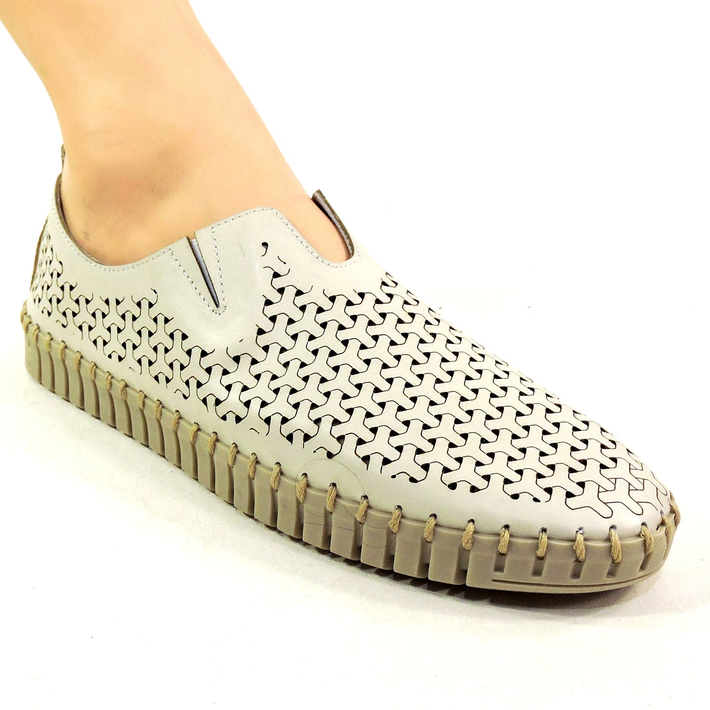 FRAU 🇮🇹 WOMEN'S SOFT IVORY LEATHER COMFORT SUMMER FLAT LOAFERS