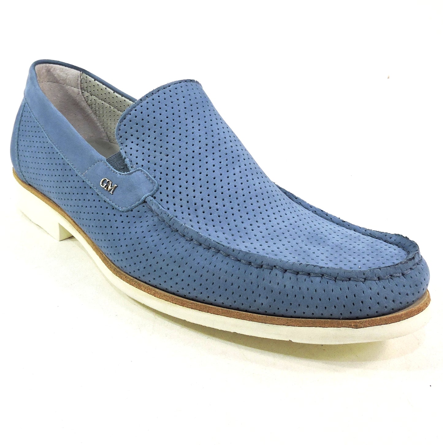 GOODMAN 🇮🇹 MENS BLUE SOFT NUBUCK COMFORT SUMMER LOAFERS 44 EU