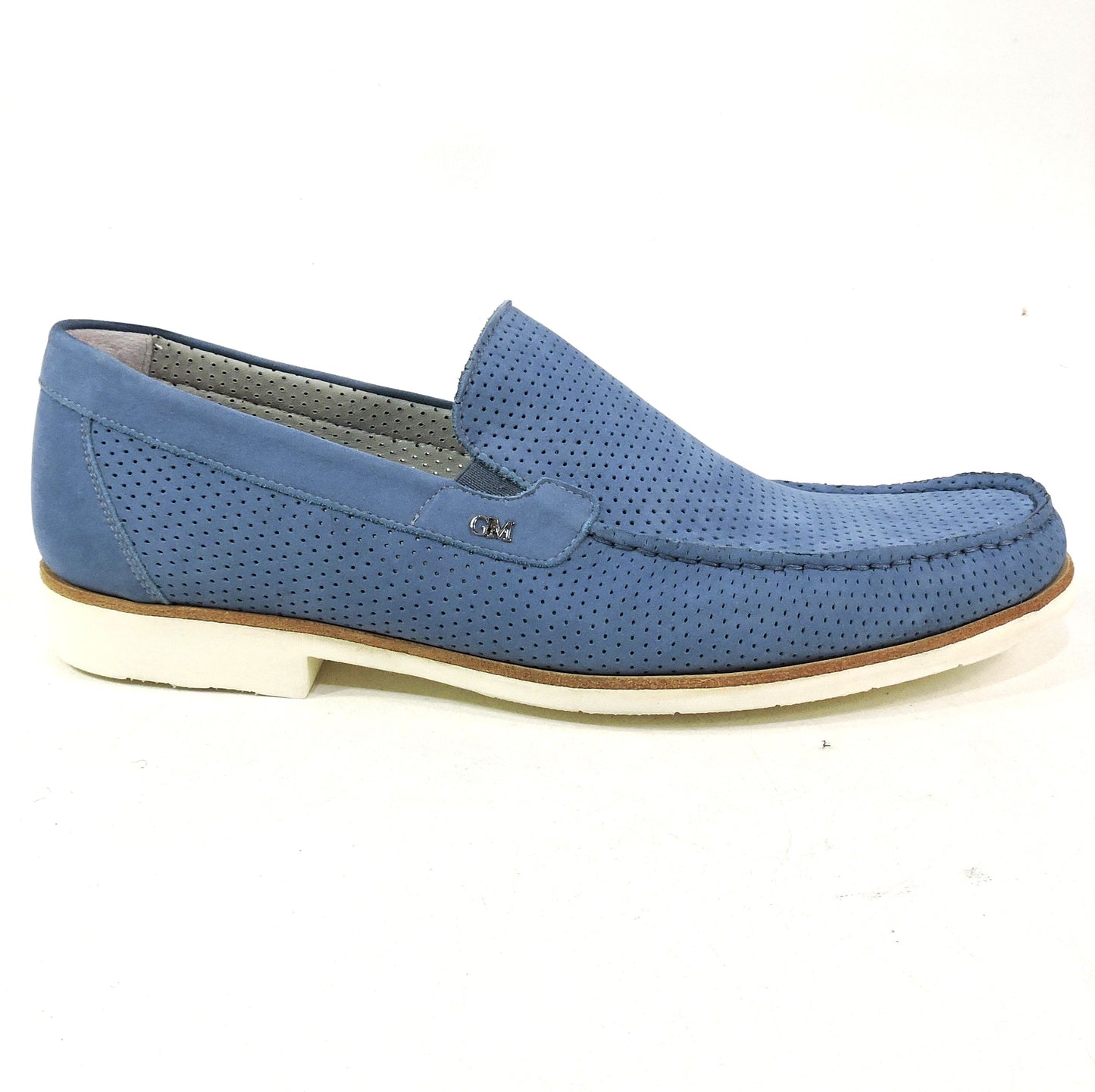GOODMAN 🇮🇹 MENS BLUE SOFT NUBUCK COMFORT SUMMER LOAFERS 44 EU