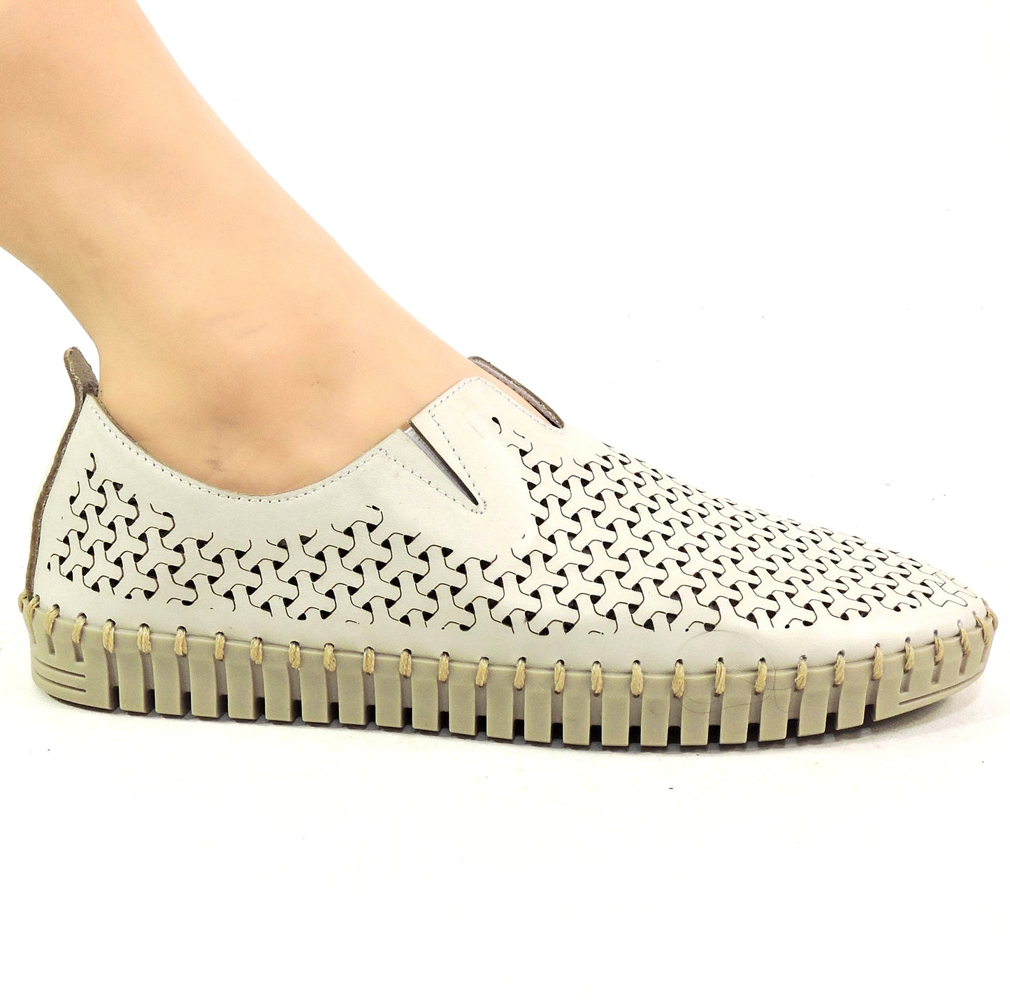 FRAU 🇮🇹 WOMEN'S SOFT IVORY LEATHER COMFORT SUMMER FLAT LOAFERS