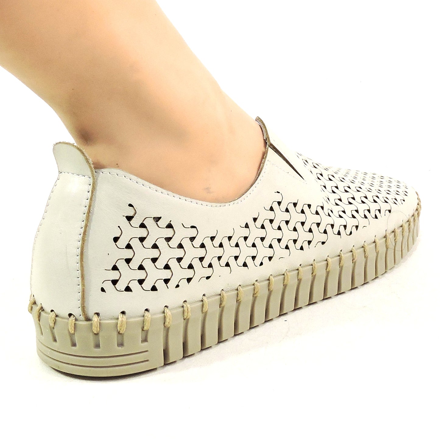 FRAU 🇮🇹 WOMEN'S SOFT IVORY LEATHER COMFORT SUMMER FLAT LOAFERS