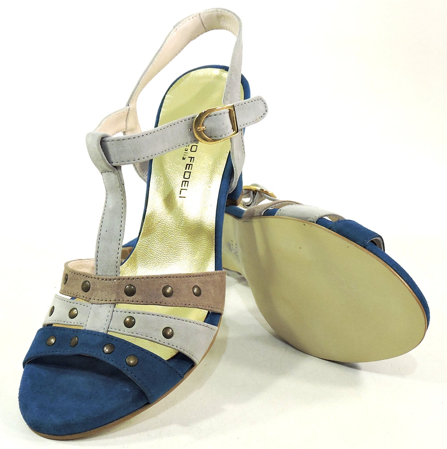 MAURO FEDELI 🇮🇹 WOMEN'S SOFT BLUE SUEDE COMFORT SUMMER SANDALS