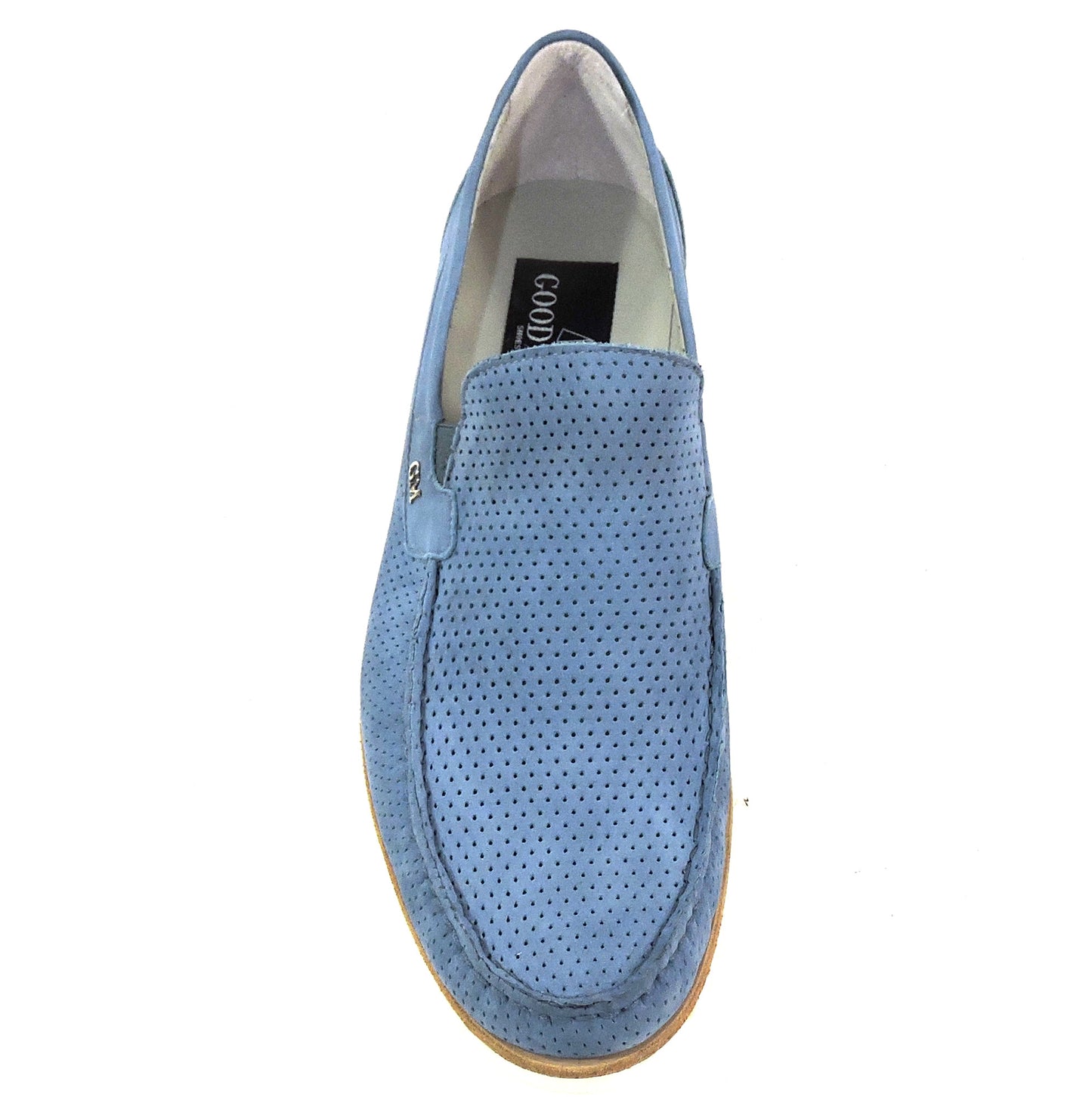 GOODMAN 🇮🇹 MENS BLUE SOFT NUBUCK COMFORT SUMMER LOAFERS 44 EU