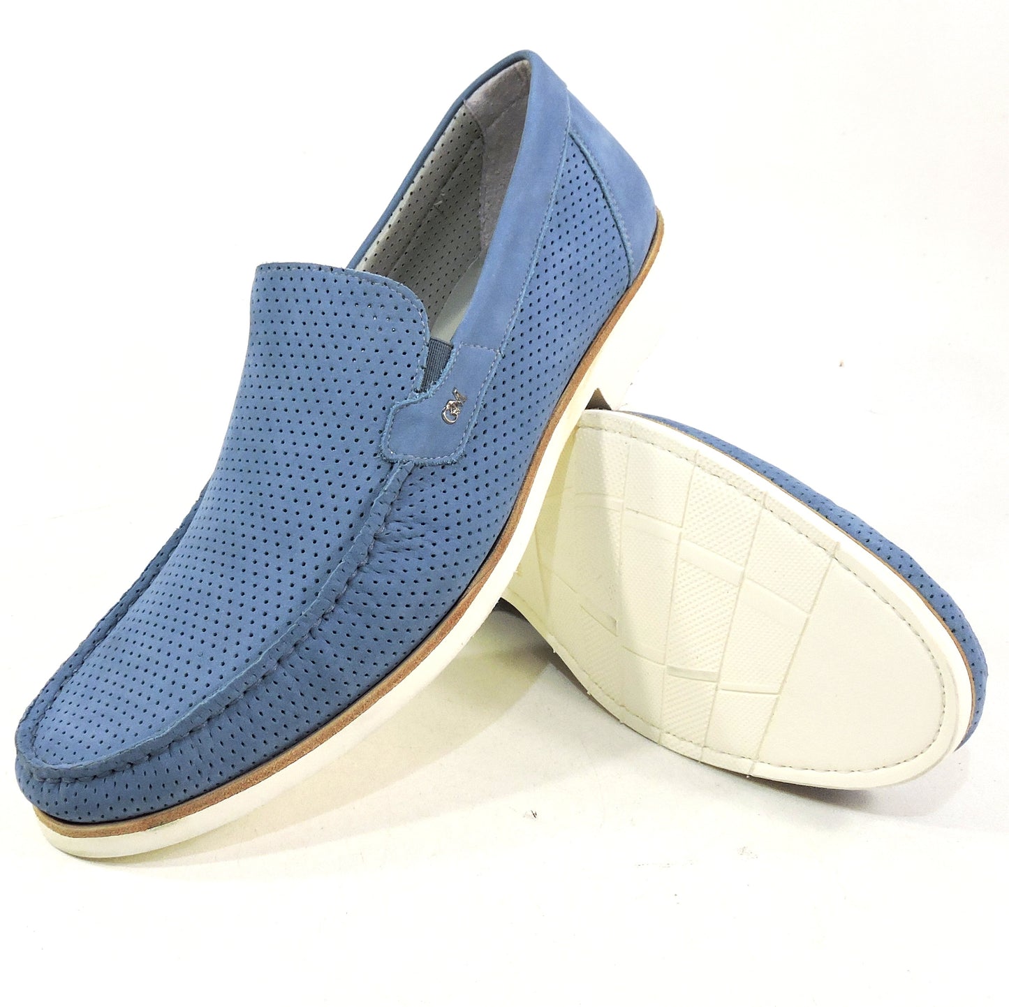 GOODMAN 🇮🇹 MENS BLUE SOFT NUBUCK COMFORT SUMMER LOAFERS 44 EU