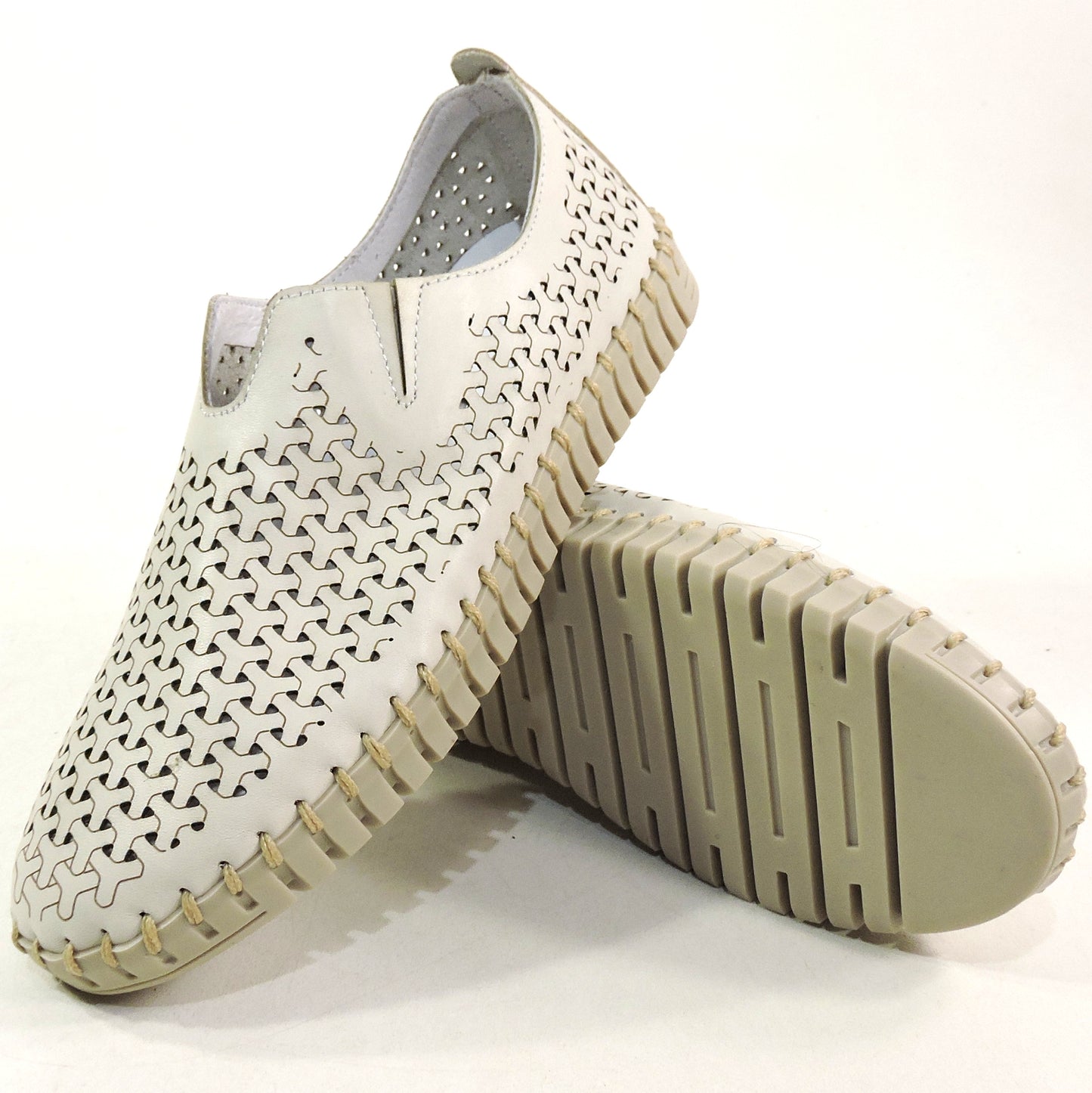 FRAU 🇮🇹 WOMEN'S SOFT IVORY LEATHER COMFORT SUMMER FLAT LOAFERS
