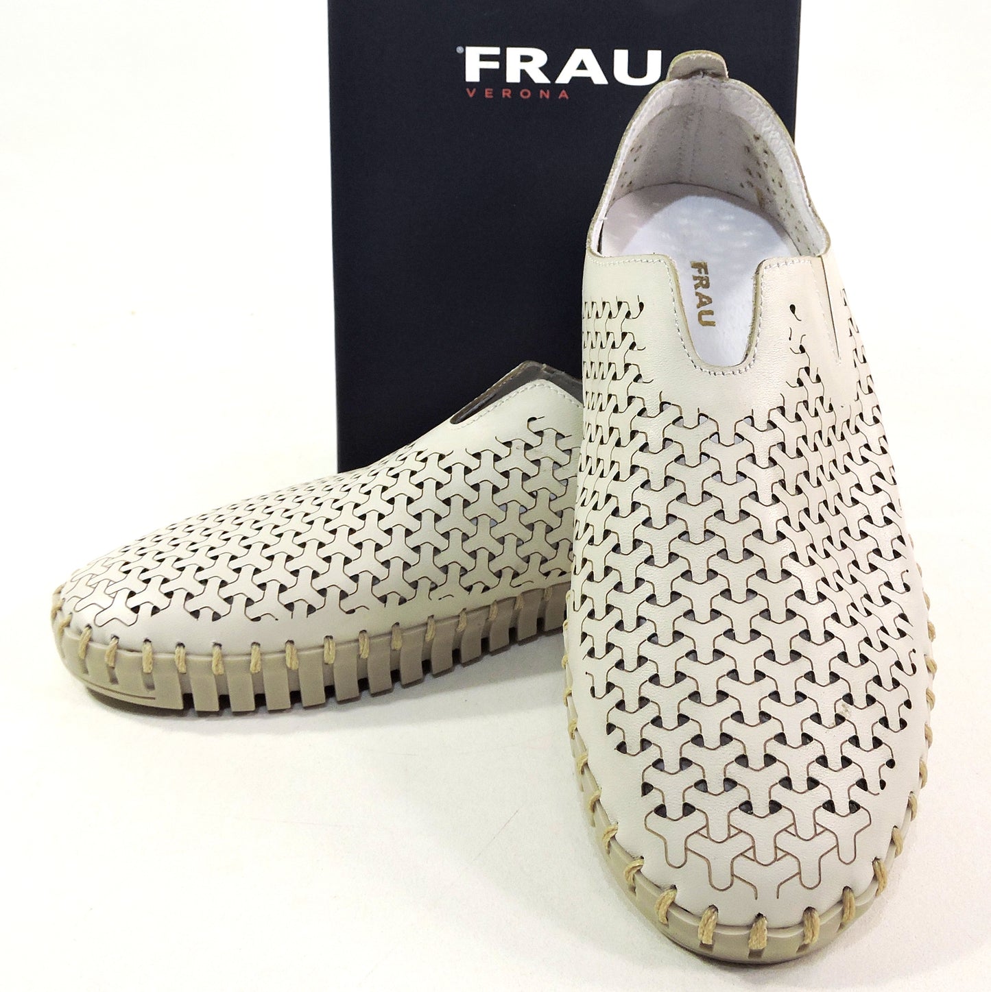 FRAU 🇮🇹 WOMEN'S SOFT IVORY LEATHER COMFORT SUMMER FLAT LOAFERS