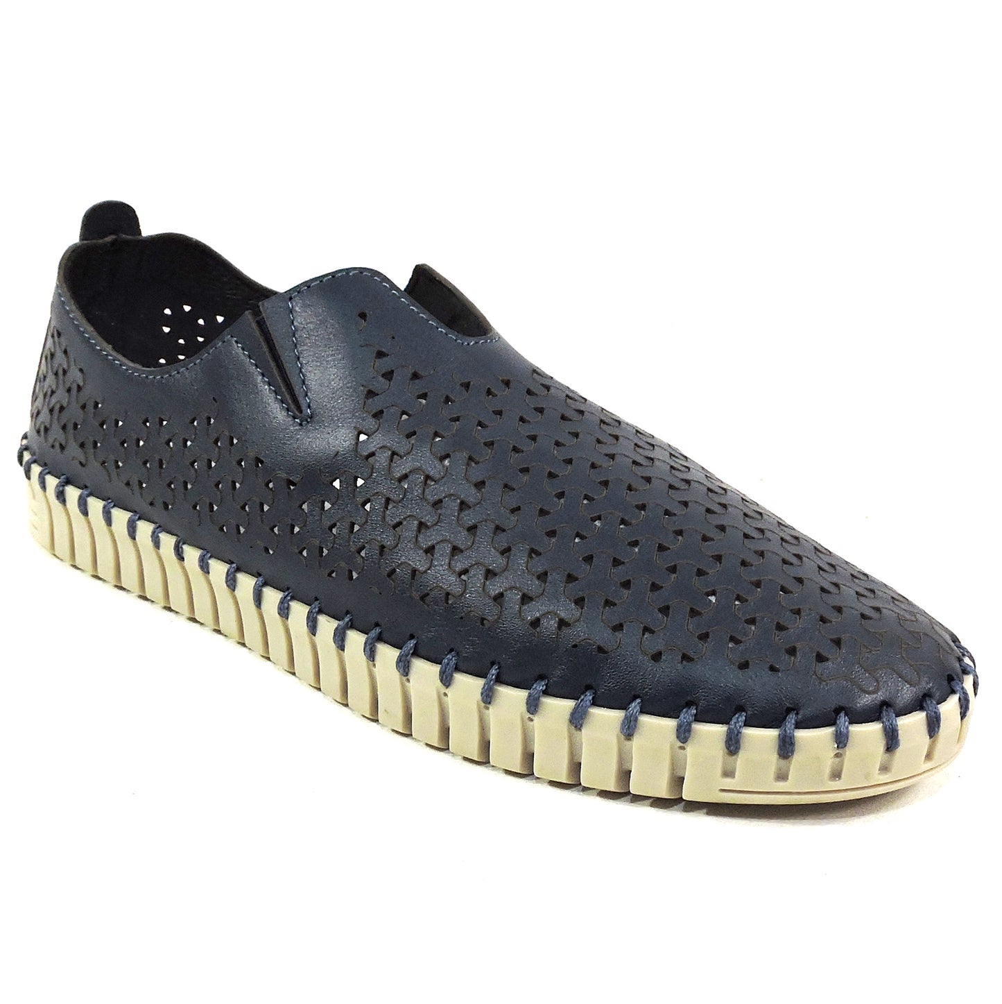 FRAU 🇮🇹 WOMEN'S SOFT NAVY BLUE LEATHER COMFORT SUMMER FLAT LOAFERS