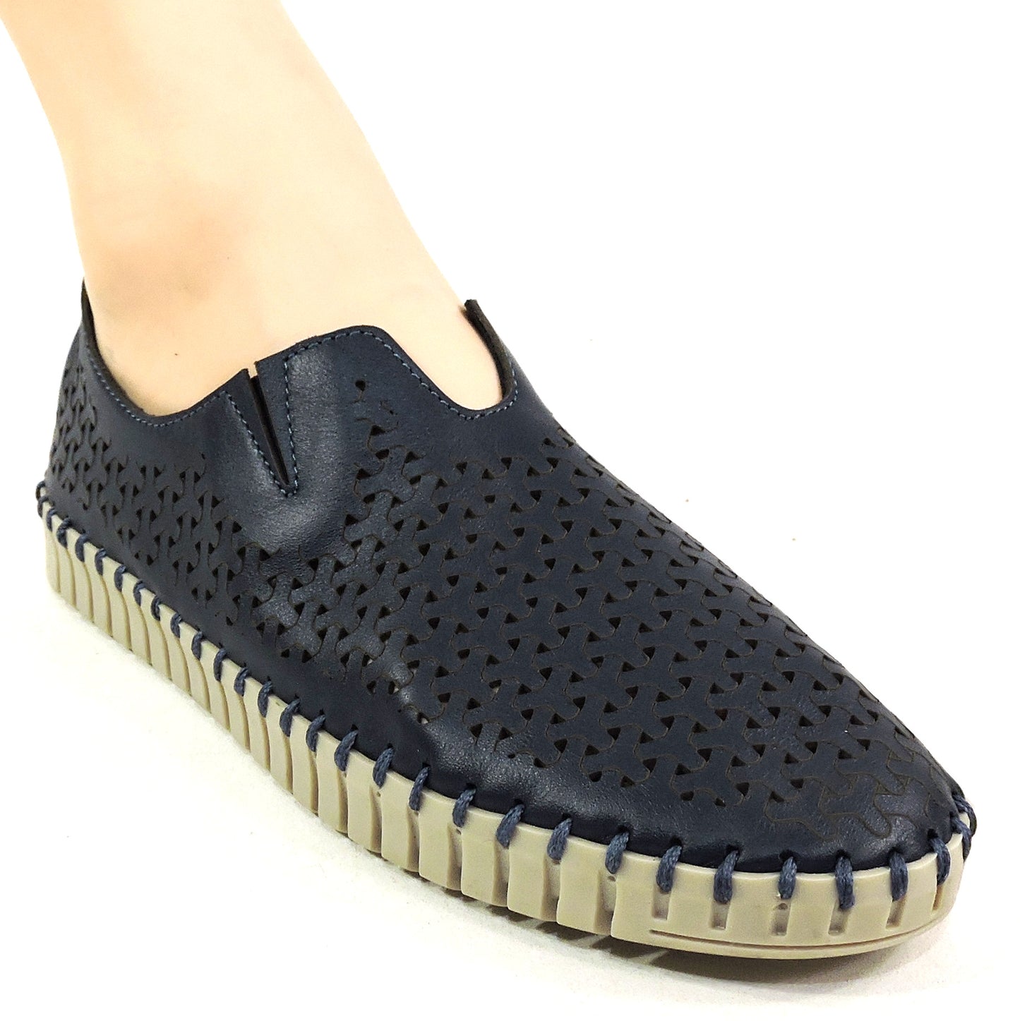 FRAU 🇮🇹 WOMEN'S SOFT NAVY BLUE LEATHER COMFORT SUMMER FLAT LOAFERS