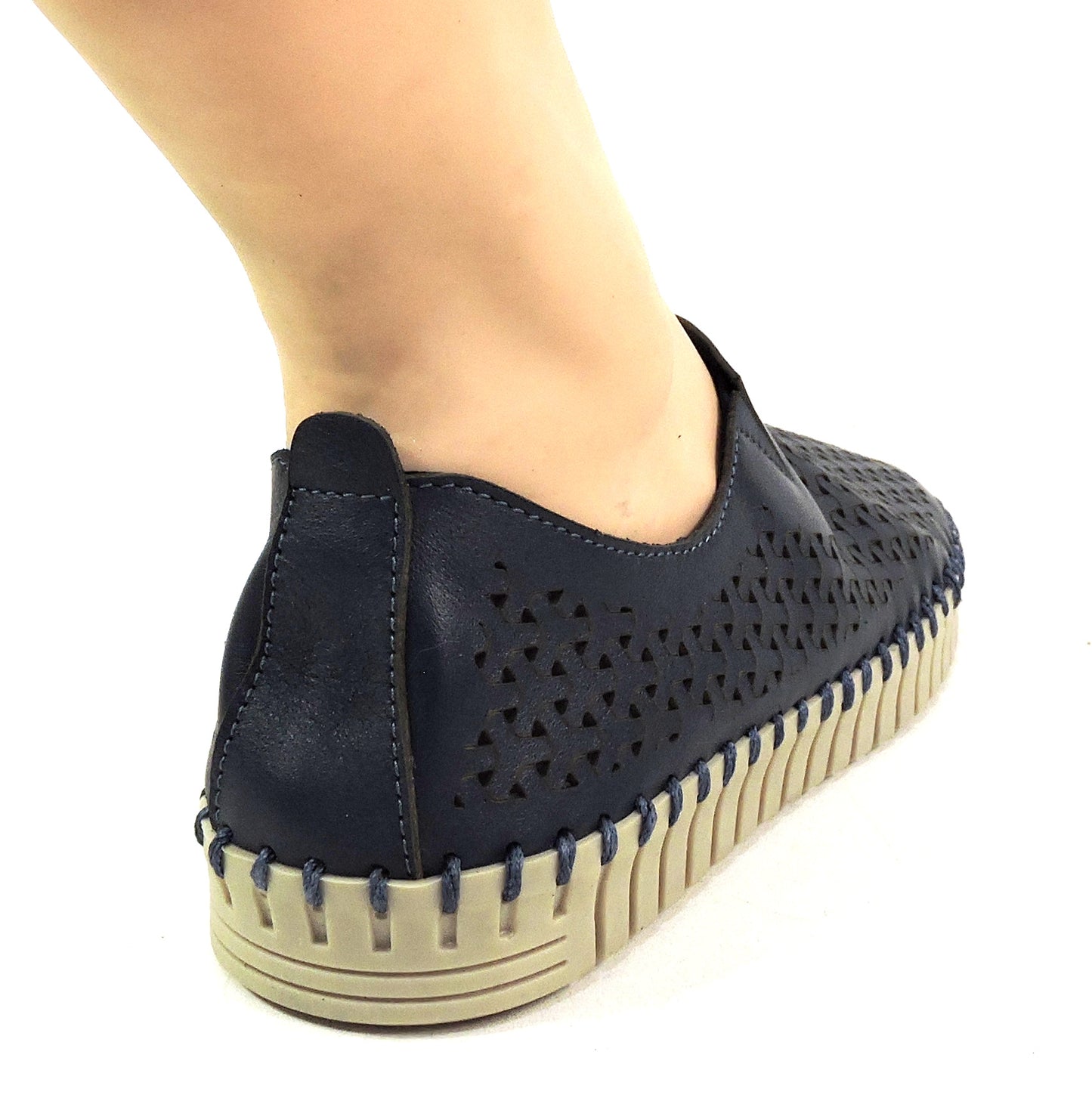 FRAU 🇮🇹 WOMEN'S SOFT NAVY BLUE LEATHER COMFORT SUMMER FLAT LOAFERS
