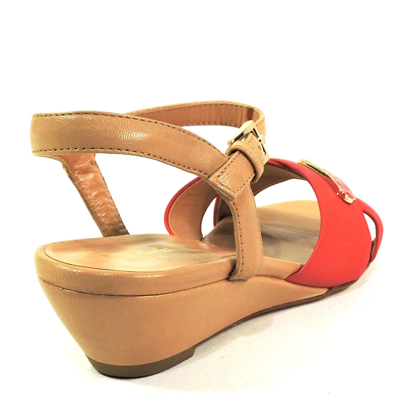 BALDININI 🇮🇹 WOMEN'S RED SOFT LEATHER COMFORT SUMMER WEDGE SANDALS