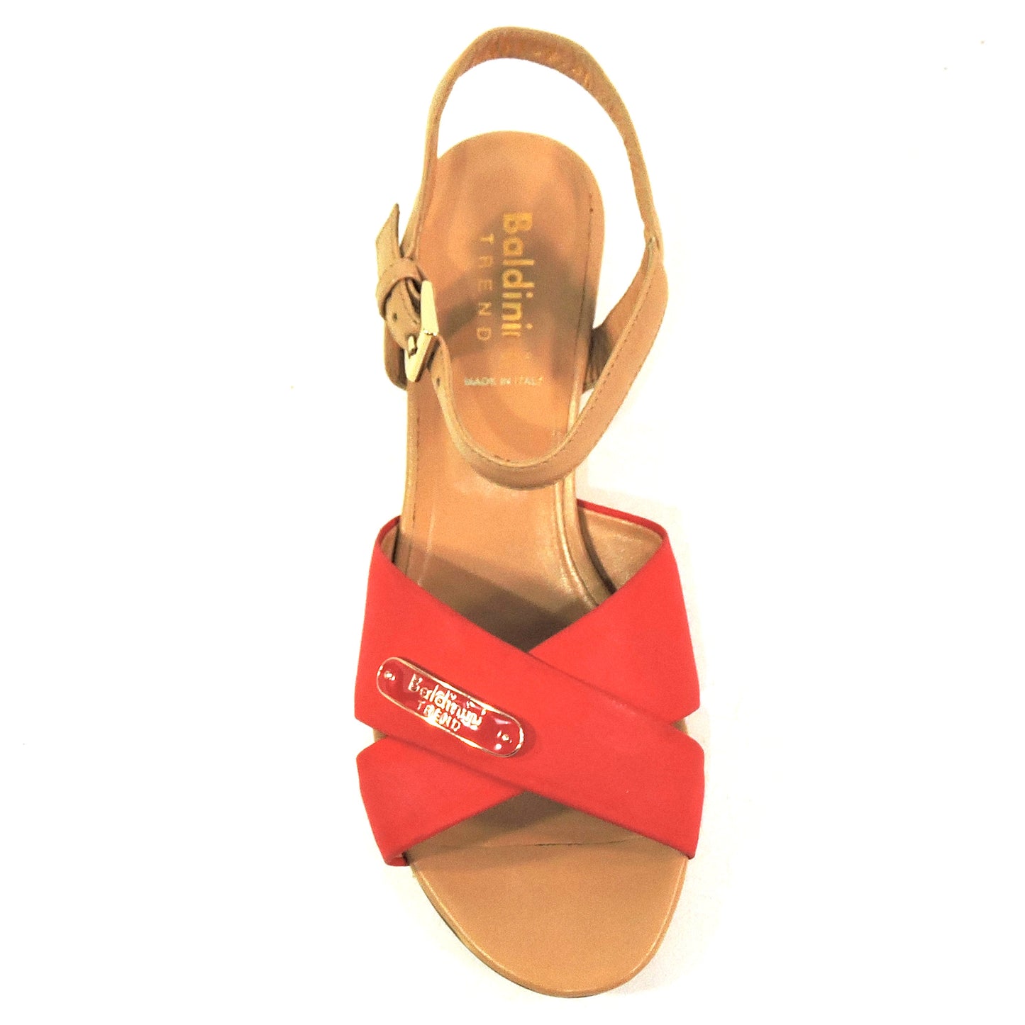 BALDININI 🇮🇹 WOMEN'S RED SOFT LEATHER COMFORT SUMMER WEDGE SANDALS