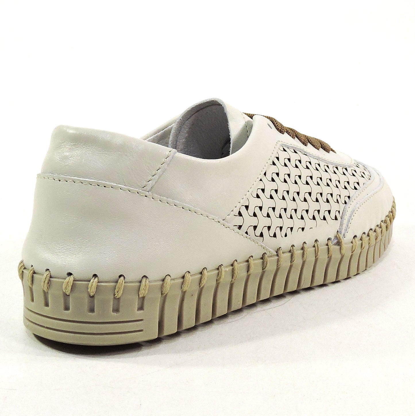 FRAU 🇮🇹 WOMEN'S SOFT IVORY LEATHER COMFORT SUMMER LACE UP FLAT SHOES