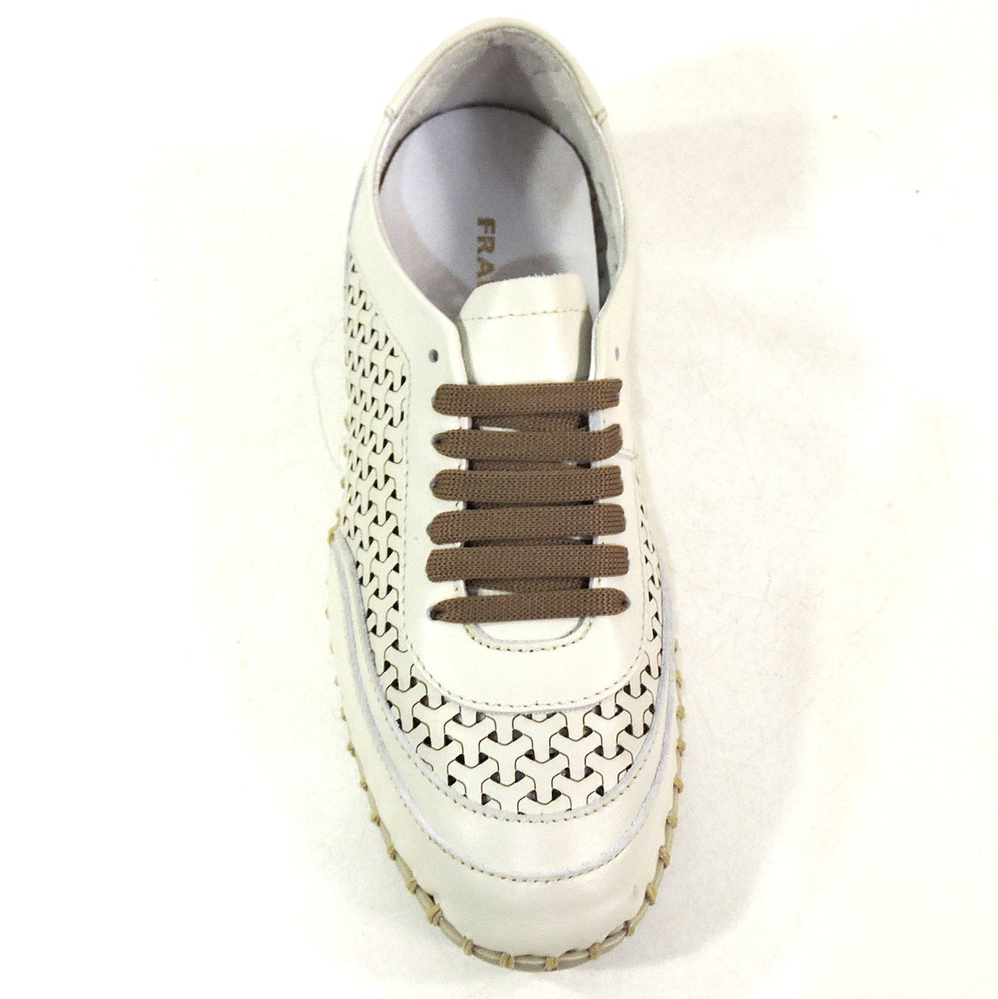 FRAU 🇮🇹 WOMEN'S SOFT IVORY LEATHER COMFORT SUMMER LACE UP FLAT SHOES