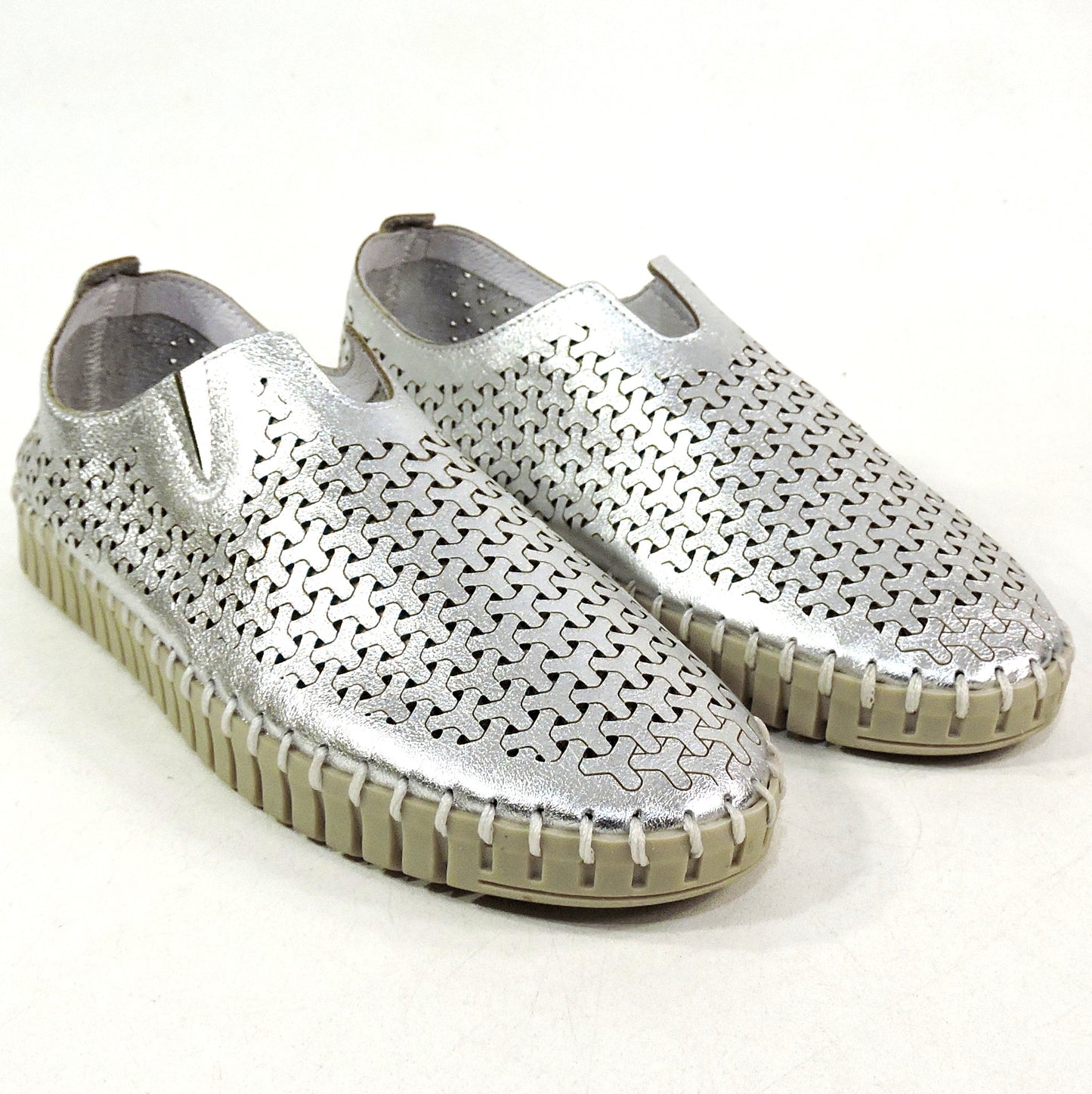FRAU 🇮🇹 WOMEN'S SOFT SILVER LEATHER COMFORT SUMMER LOAFERS