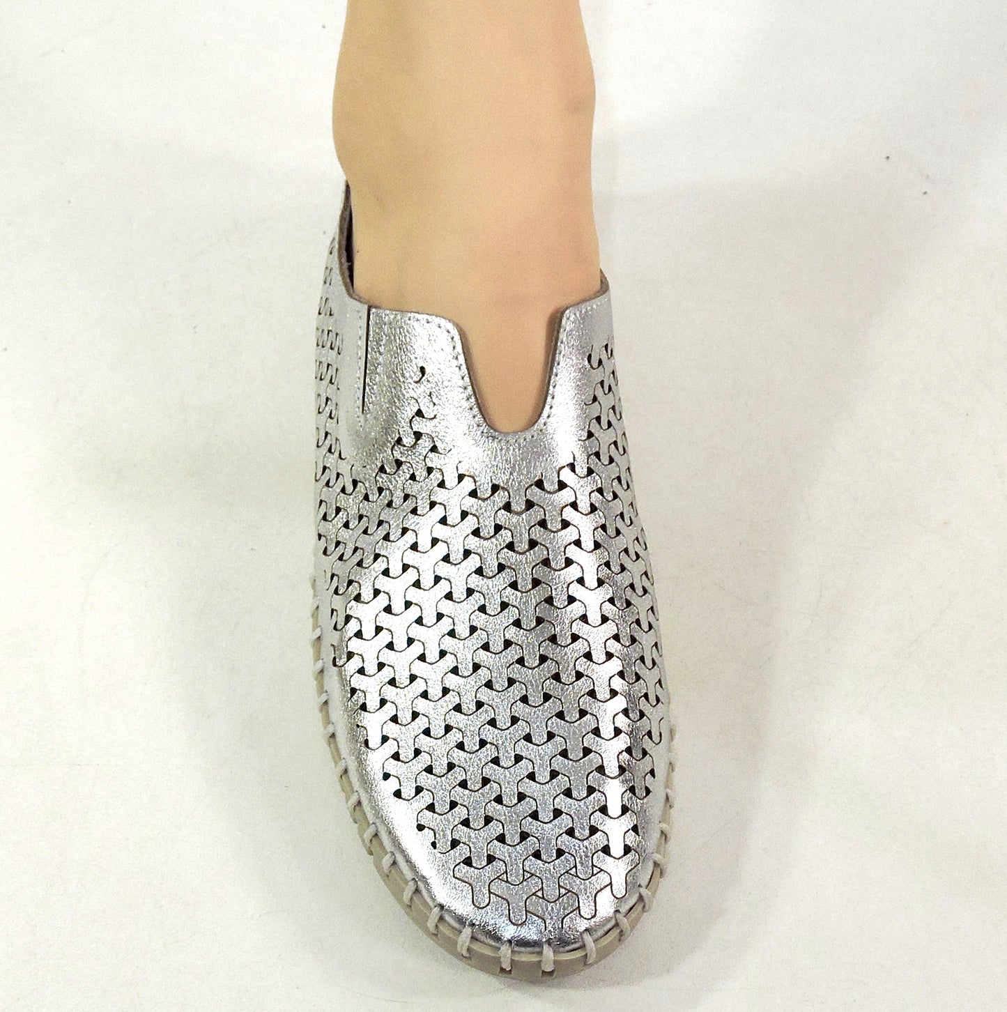 FRAU 🇮🇹 WOMEN'S SOFT SILVER LEATHER COMFORT SUMMER LOAFERS