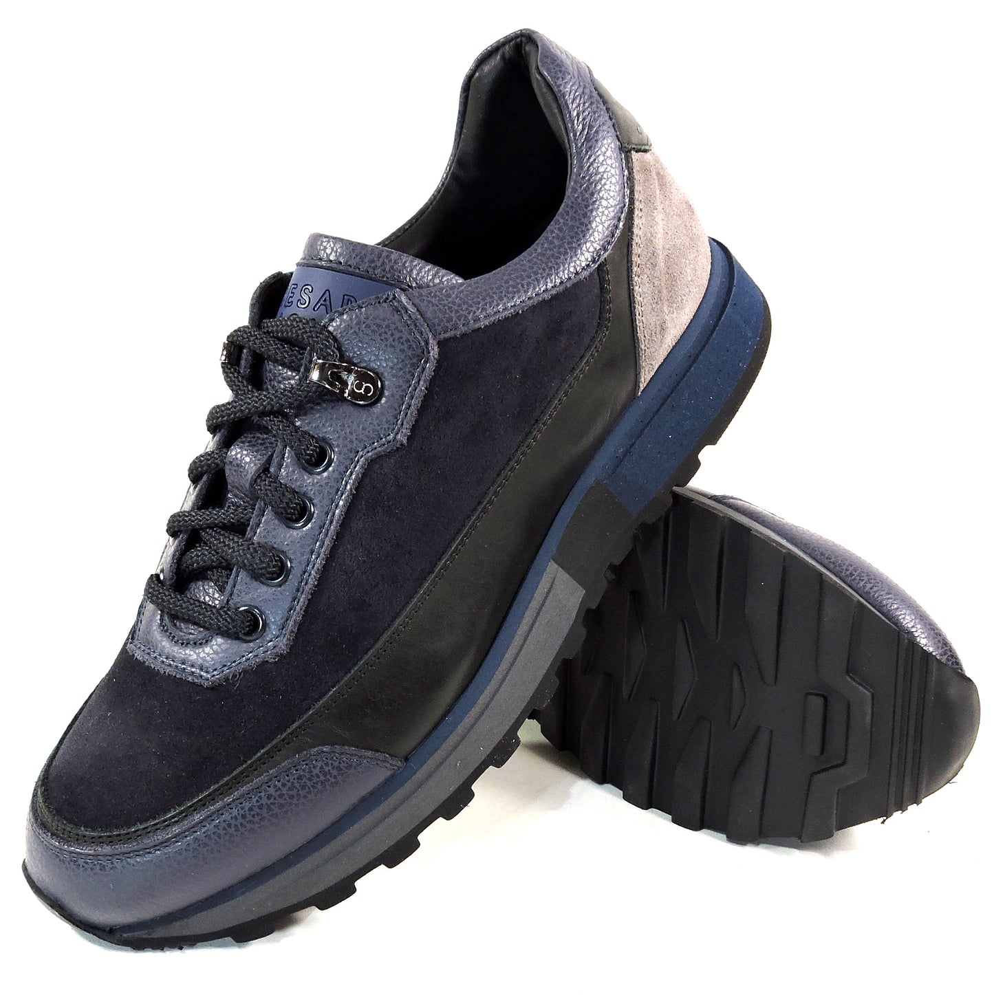 CASADEI 🇮🇹 MEN'S BLUE SUEDE & LEATHER COMFORT FASHION SNEAKERS