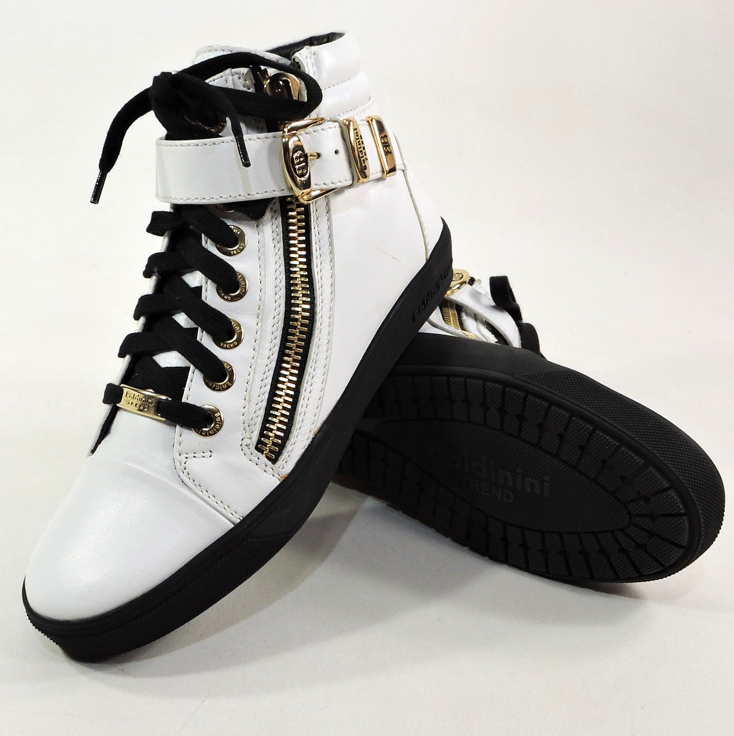 BALDININI 🇮🇹 WOMEN'S WHITE SOFT LEATHER FLAT WINTER FASHION TWO ZIPES BOOTIE