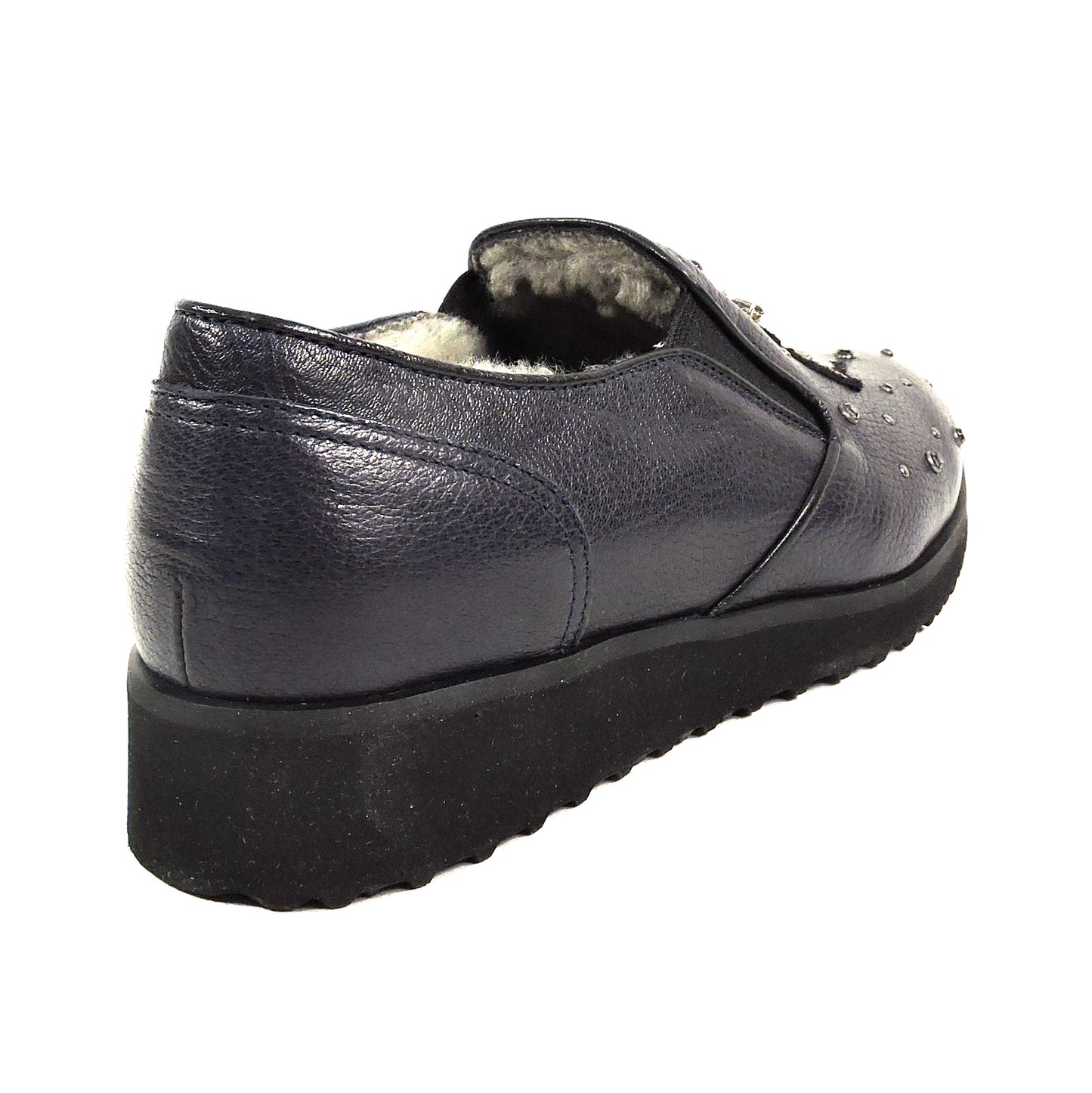 MARZETTI 🇮🇹 WOMEN'S PURPLE SOFT LEATHER COMFORT WINTER LOAFERS LAMB FUR INSIDE