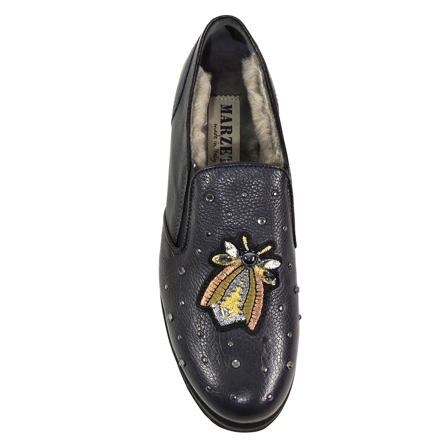 MARZETTI 🇮🇹 WOMEN'S PURPLE SOFT LEATHER COMFORT WINTER LOAFERS LAMB FUR INSIDE