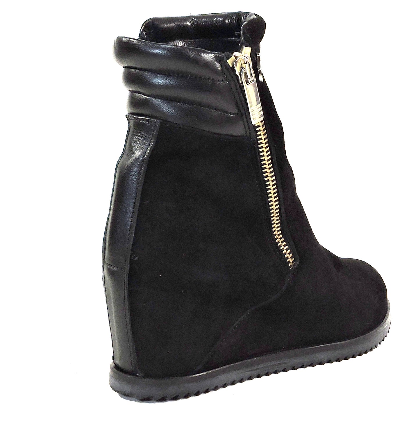 DAVIS CESARETTI 🇮🇹 WOMEN'S BLACK SOFT SUEDE COMFORT WINTER WEDGE BOOTIE