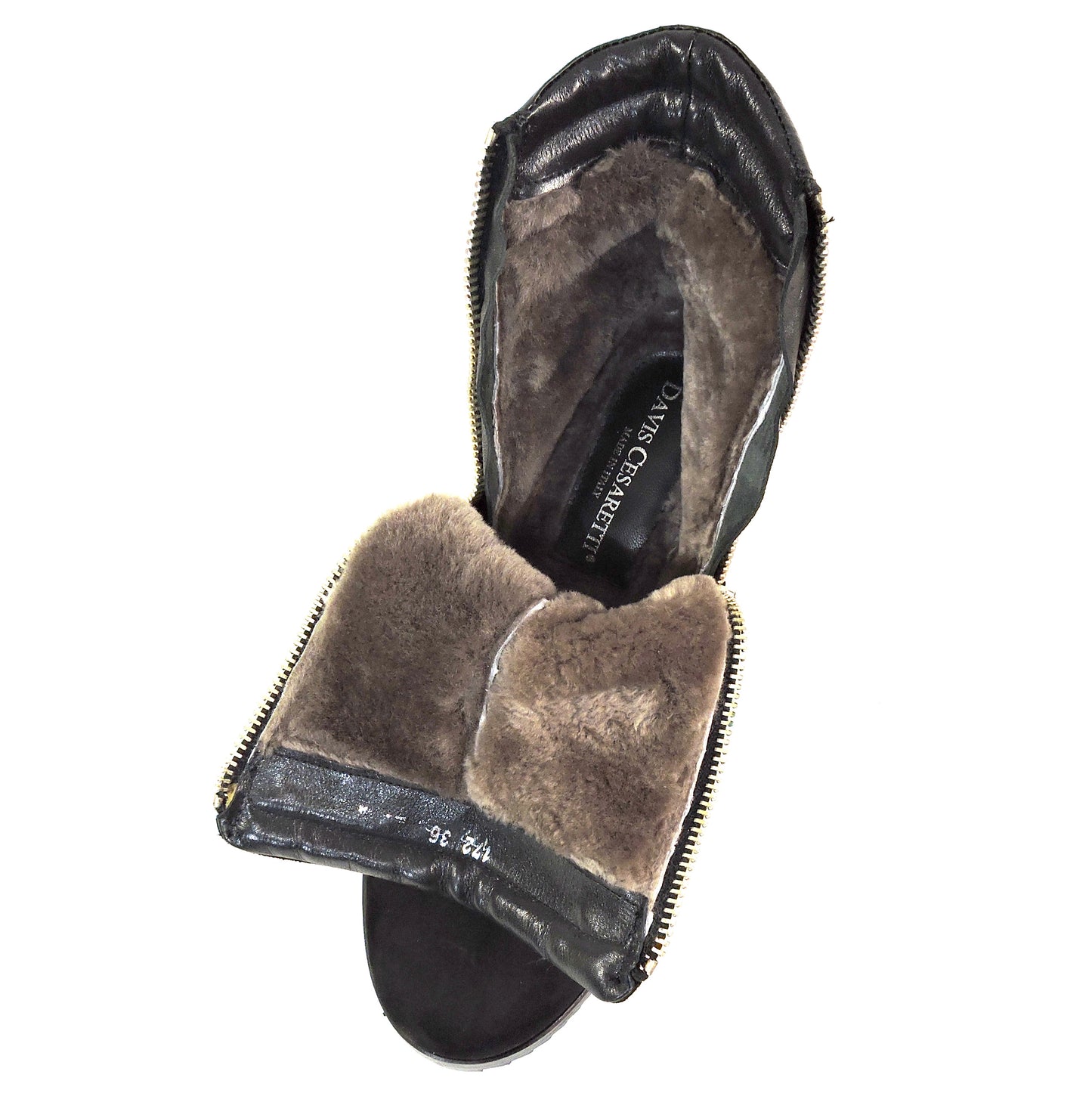 DAVIS CESARETTI 🇮🇹 WOMEN'S BLACK SOFT SUEDE COMFORT WINTER WEDGE BOOTIE