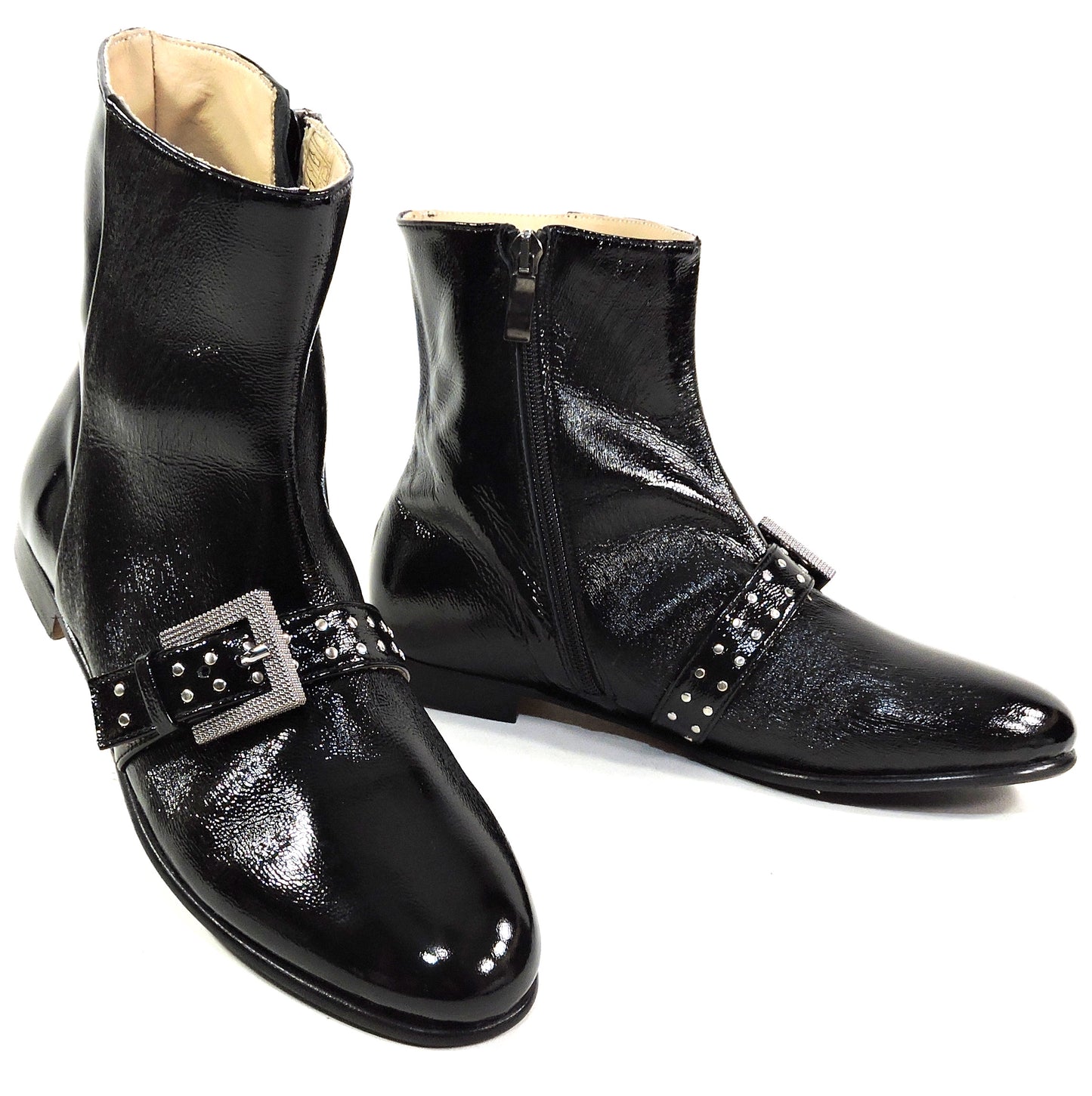 ALBERTO CICCIOLI 🇮🇹 WOMEN'S SOFT PATENT LEATHER COMFORT FASHION ANKLE BOOTIE