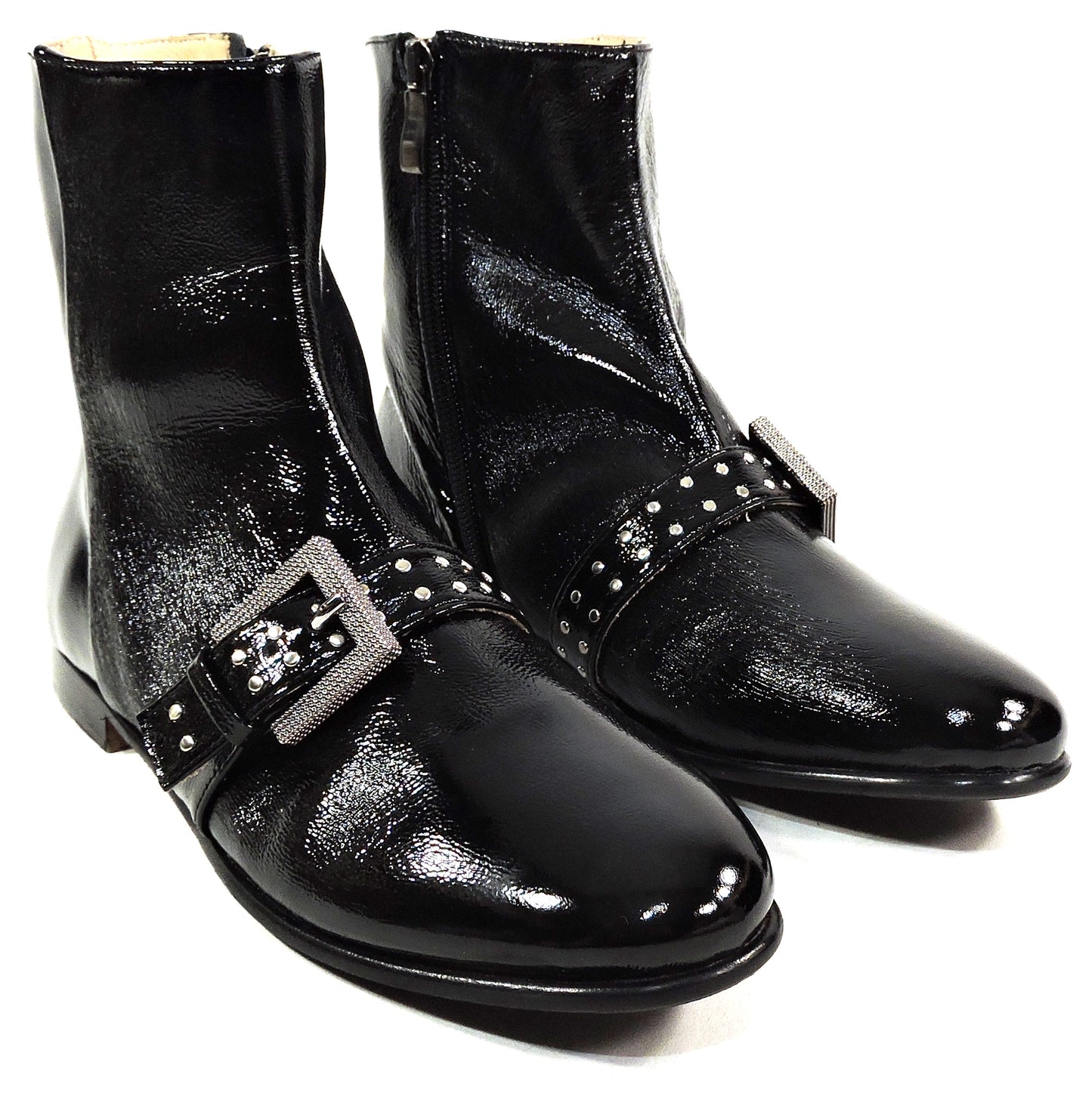 ALBERTO CICCIOLI 🇮🇹 WOMEN'S SOFT PATENT LEATHER COMFORT FASHION ANKLE BOOTIE