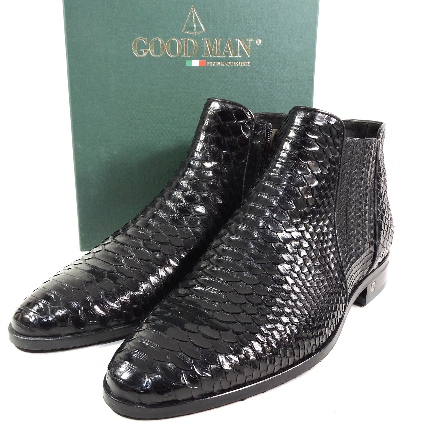 GOODMAN 🇮🇹 MEN'S BLACK SOFT PYTHON LEATHER COMFORT BOOTS 43 EU