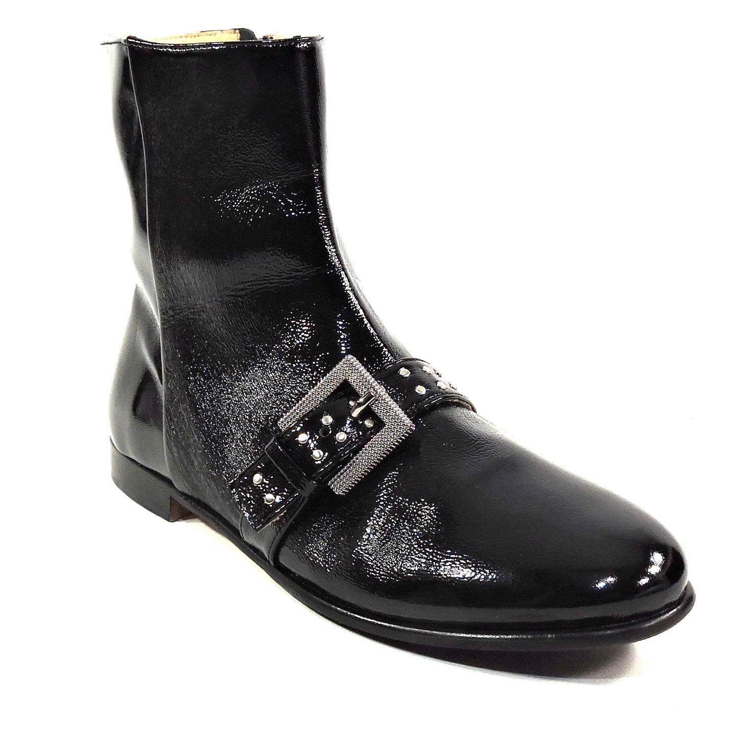 ALBERTO CICCIOLI 🇮🇹 WOMEN'S SOFT PATENT LEATHER COMFORT FASHION ANKLE BOOTIE