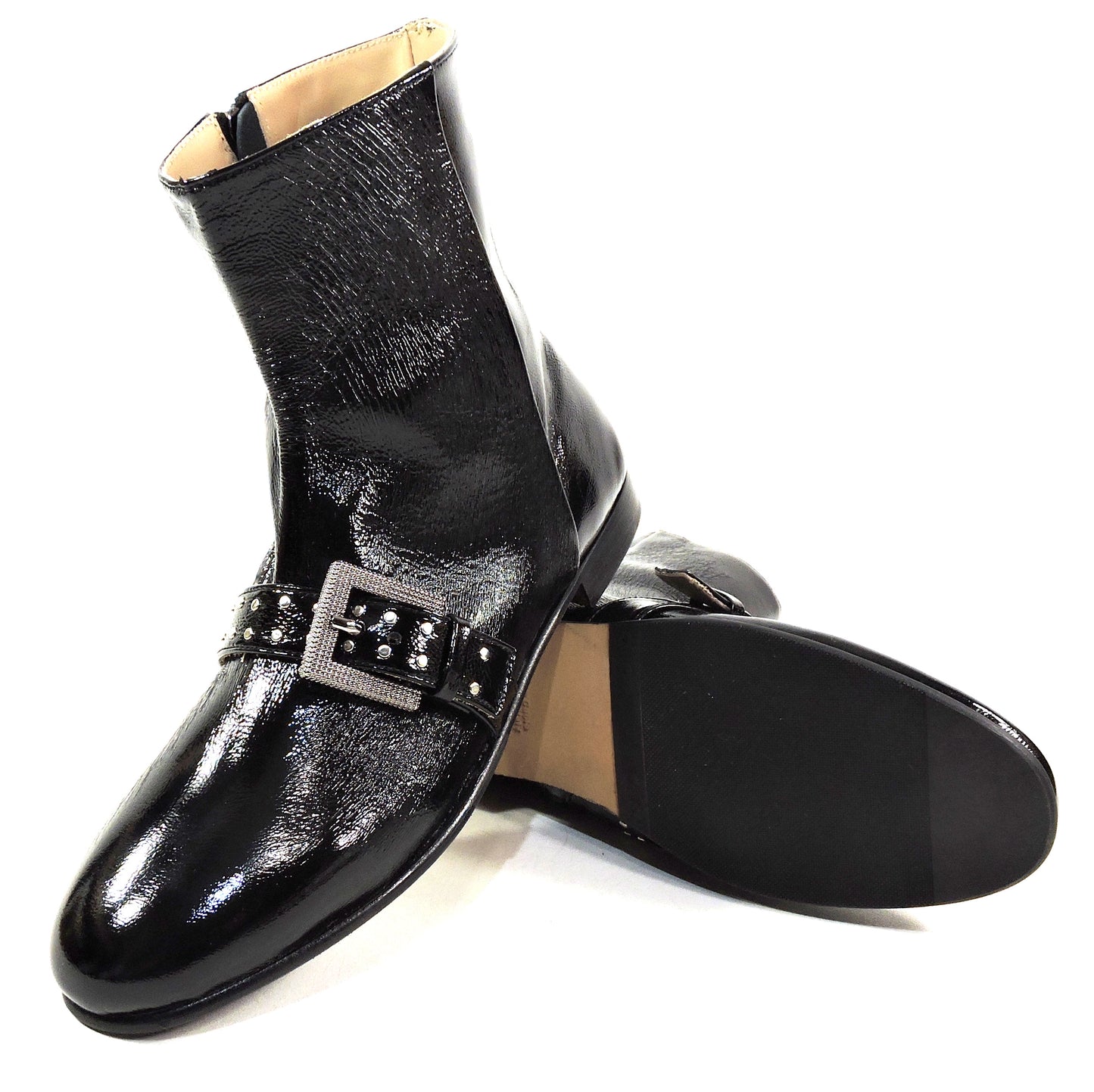 ALBERTO CICCIOLI 🇮🇹 WOMEN'S SOFT PATENT LEATHER COMFORT FASHION ANKLE BOOTIE