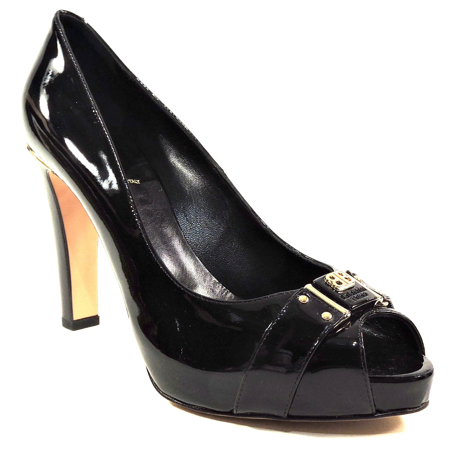 BALDININI 🇮🇹 WOMEN'S BLACK PATENT LEATHER COMFORT FASHION HEEL PUMPS