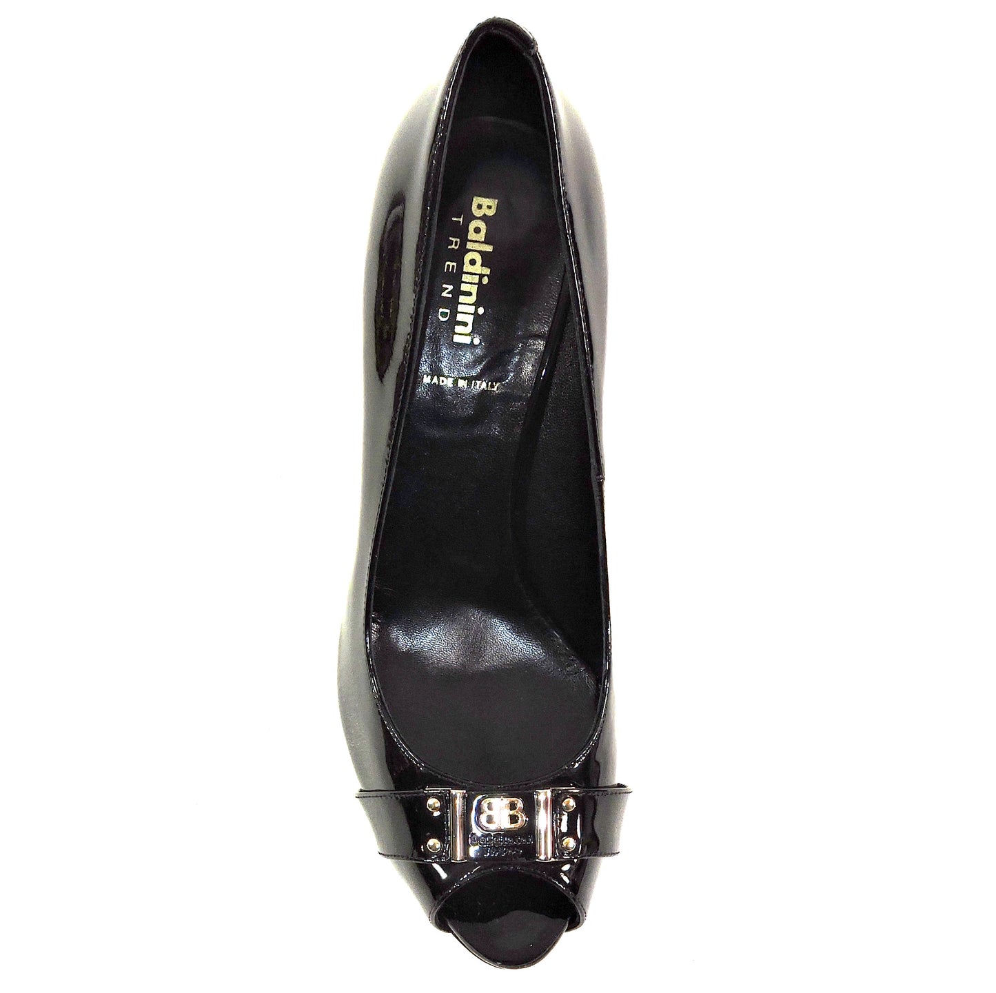 BALDININI 🇮🇹 WOMEN'S BLACK PATENT LEATHER COMFORT FASHION HEEL PUMPS
