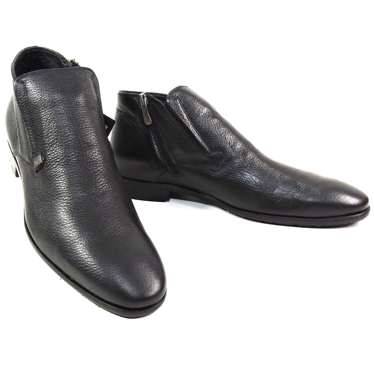 ERNESTO DOLANI 🇮🇹 MEN'S BLACK SOFT DEER LEATHER COMFORT WINTER ANKLE BOOTIE