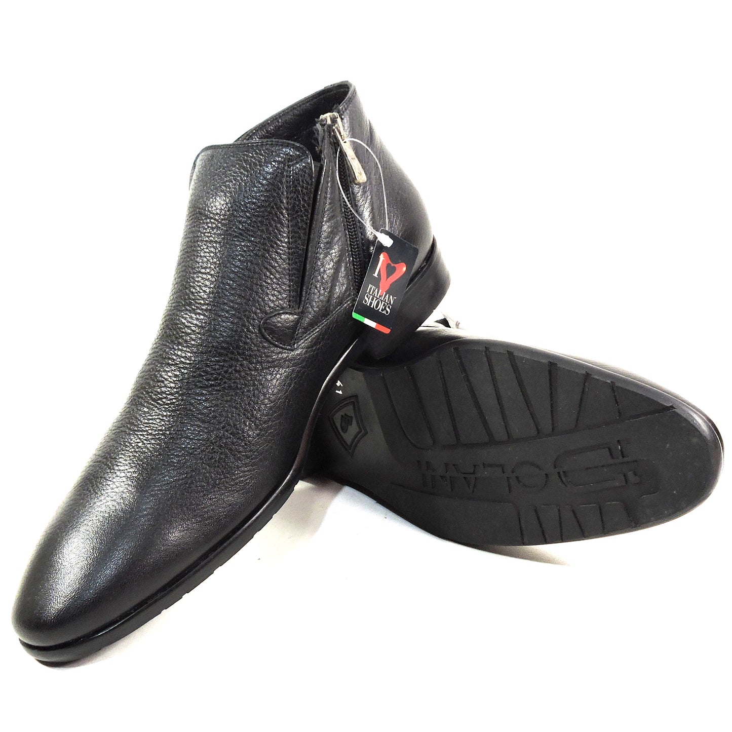 ERNESTO DOLANI 🇮🇹 MEN'S BLACK SOFT DEER LEATHER COMFORT WINTER ANKLE BOOTIE