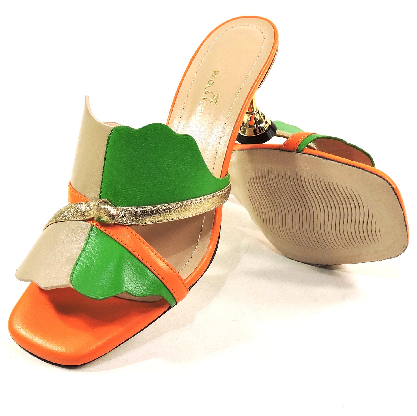 PAOLA FABIANI 🇮🇹 WOMEN'S MULTICOLOR SOFT LEATHER COMFORT FASHION SUMMER MULES