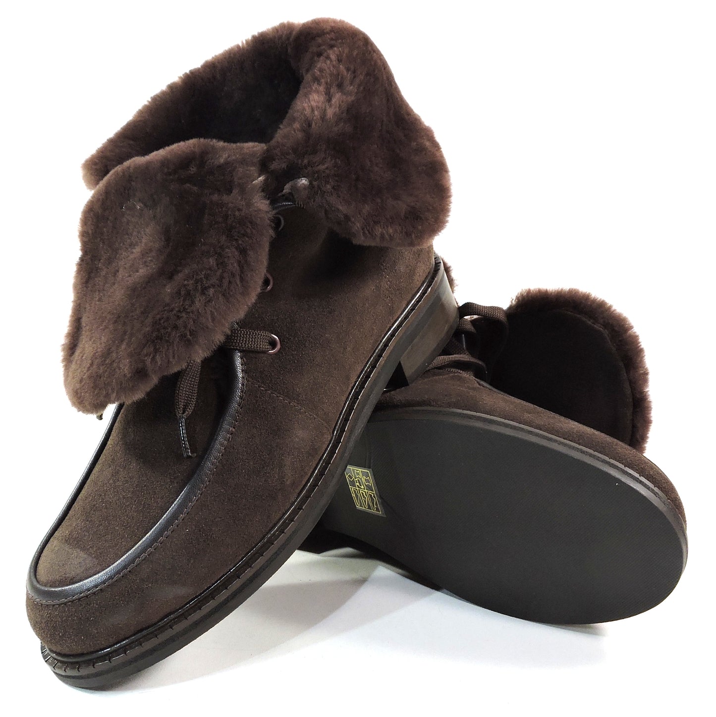 PAOLA FABIANI 🇮🇹 WOMEN'S BROWN SOFT SUEDE & LAMB FUR COMFORT WINTER BOOTIE