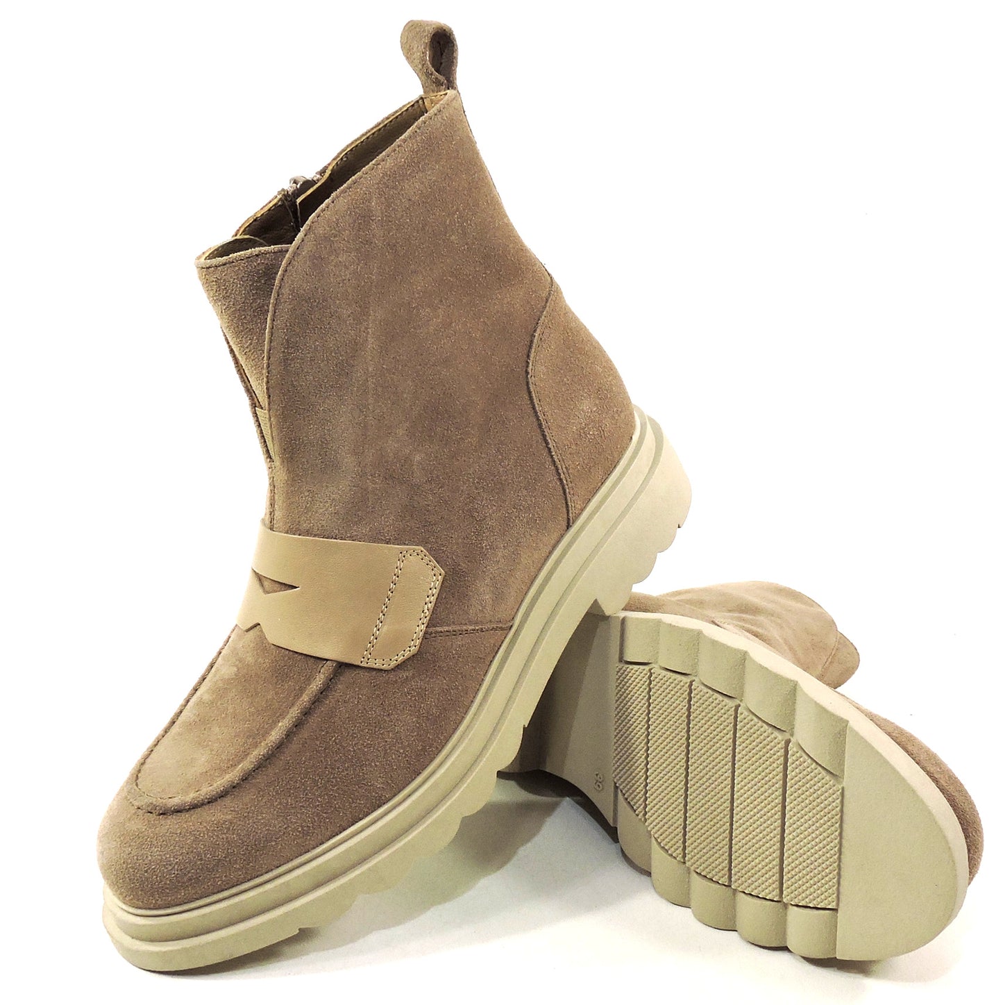 COLINI 🇮🇹 WOMEN'S BEIGE SOFT SUEDE COMFORT WINTER BOOTIE