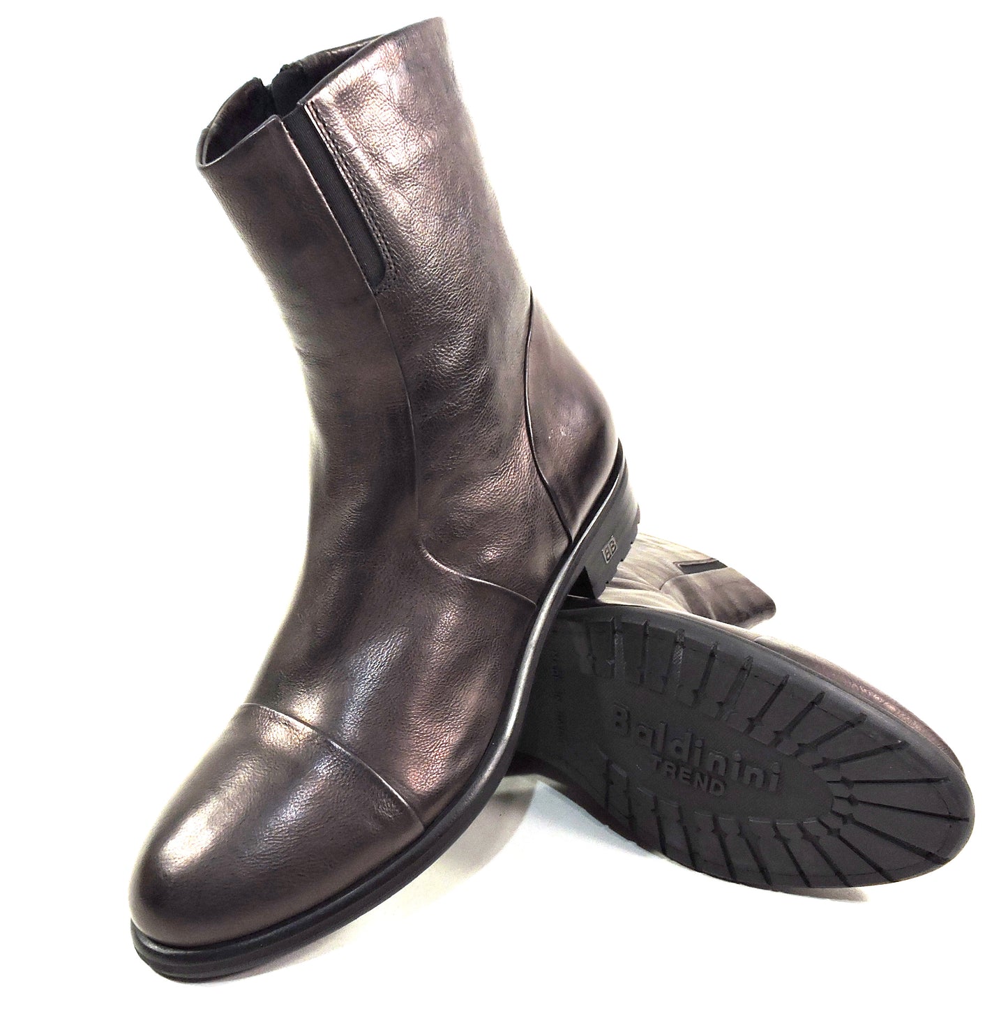 BALDININI 🇮🇹 WOMEN'S BROWN SOFT LEATHER LAMB FUR LINING ANKLE BOOTIE