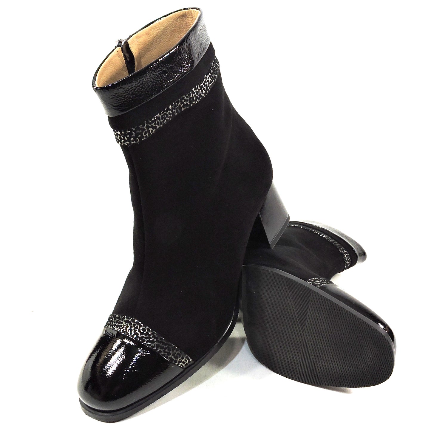 CHIARA COLINI ๐ฎ๐น WOMEN'S BLACK SOFT SUEDE COMFORT FASHION BOOTIE