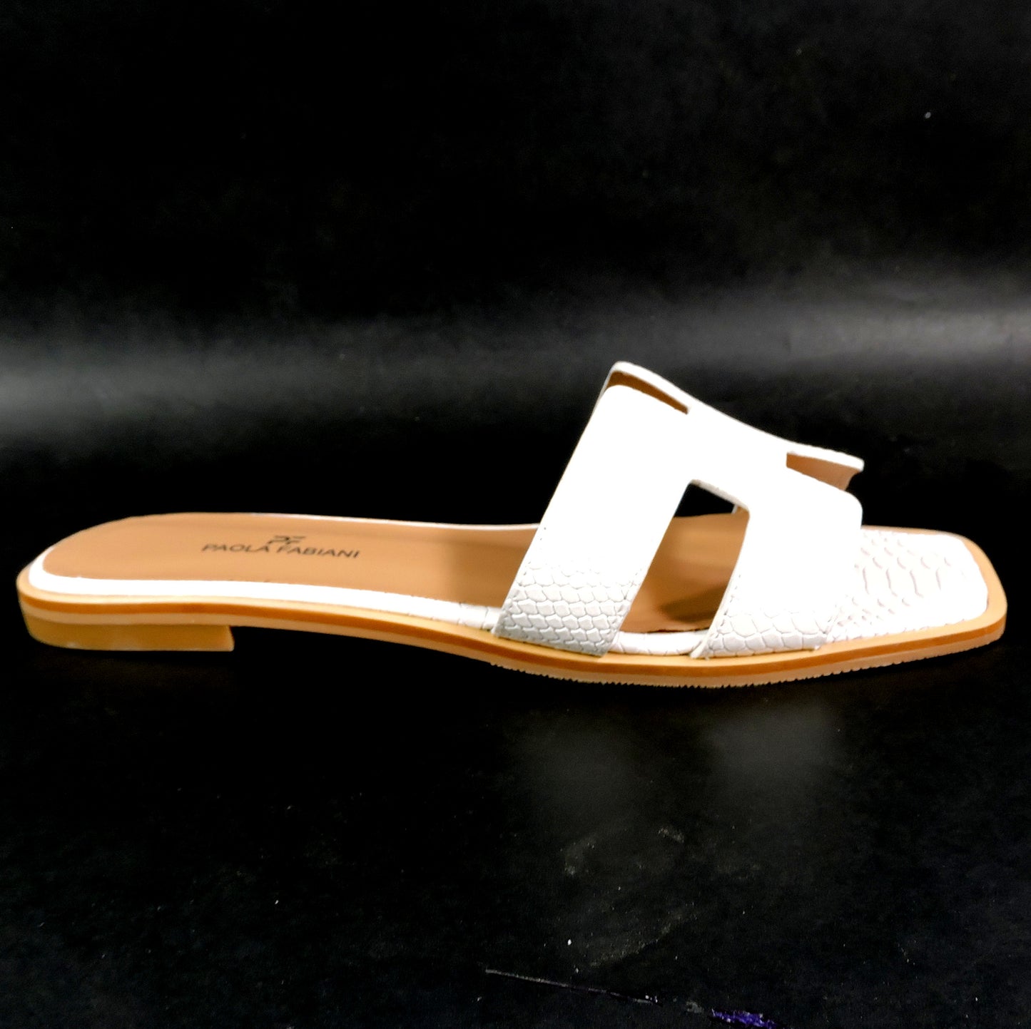 PAOLA FABIANI 🇮🇹 WOMEN'S WHITE SOFT LEATHER COMFORT SUMMER FLAT MULES