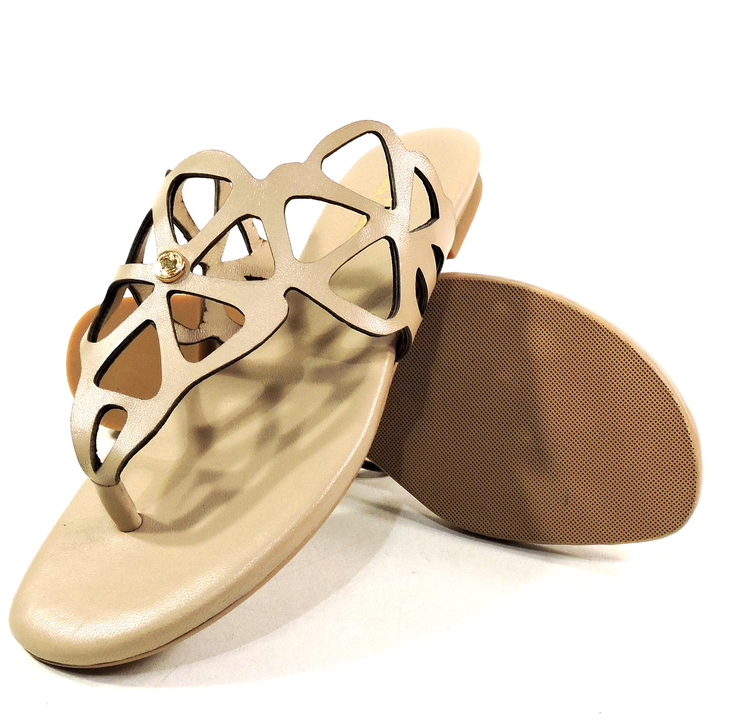 PAOLA FABIANI 🇮🇹 WOMEN'S BEIGE SOFT LEATHER COMFORT SUMMER FLAT SANDALS