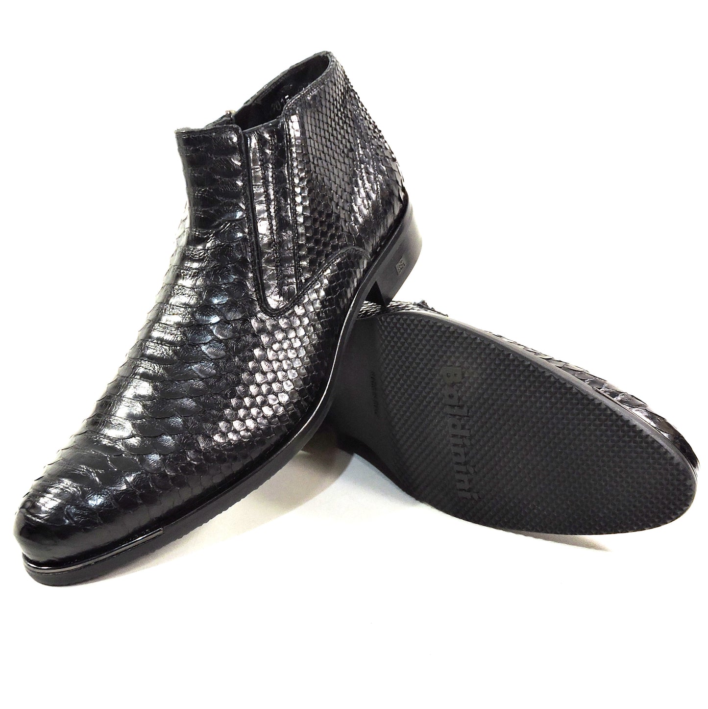 BALDININI ๐ฎ๐น MEN'S BLACK REAL PYTHON LEATHER COMFORT WINTER ANKLE BOOTIE