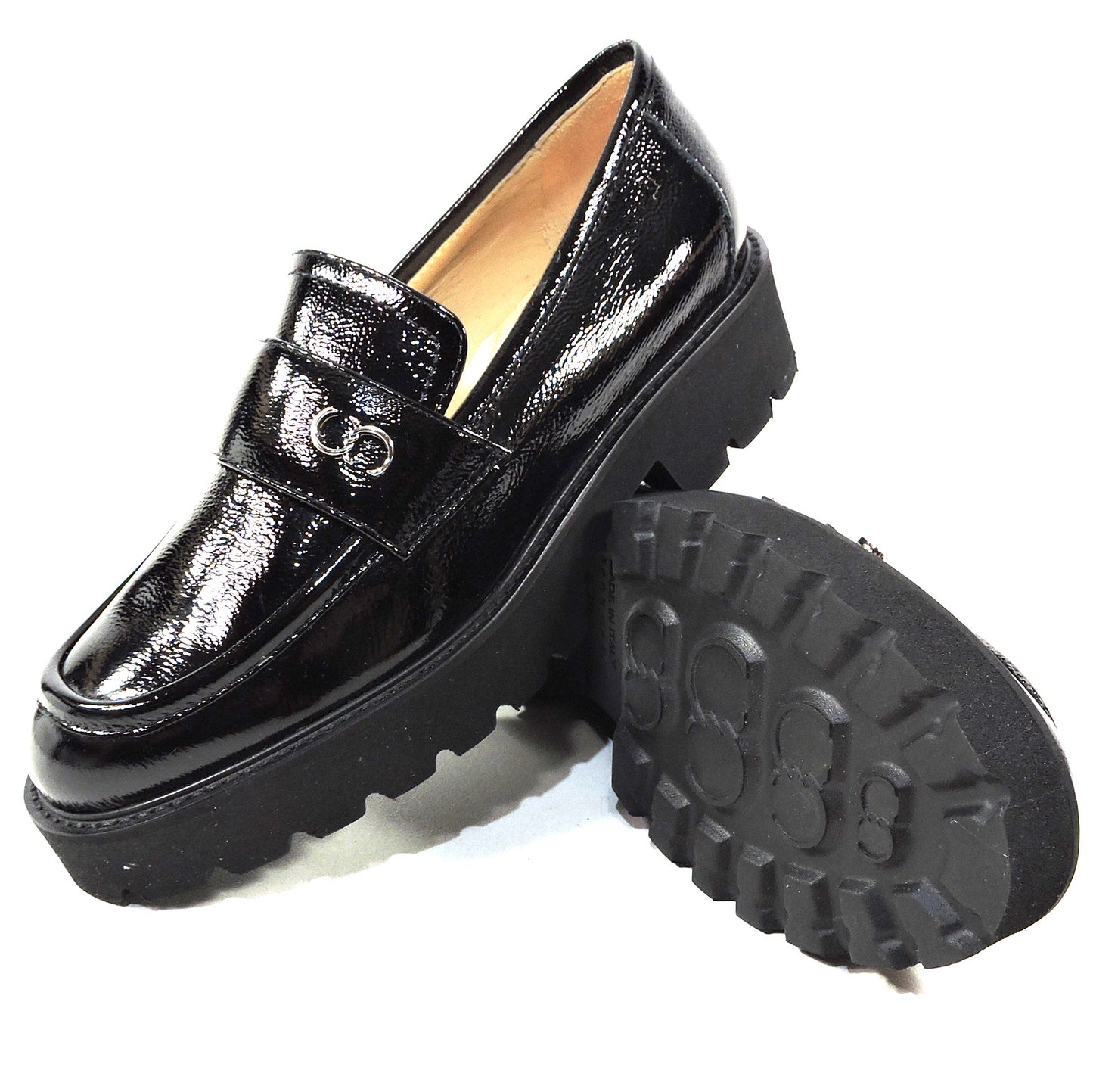 CASADEI ๐ฎ๐น WOMEN'S BLACK PATENT LEATHER COMFORT FASHION LOAFERS