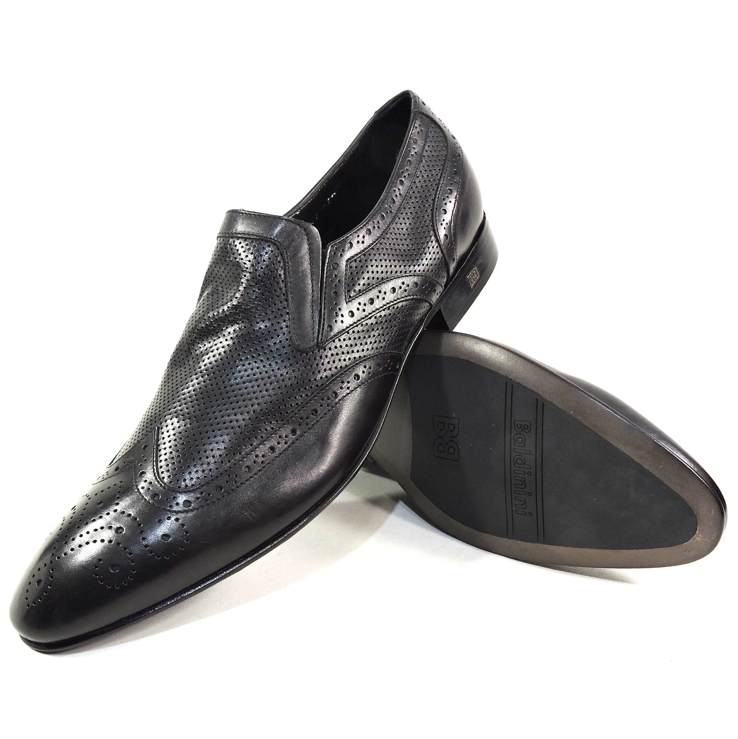 BALDININI ๐ฎ๐น MEN'S BLACK SOFT LEATHER COMFORT SUMMER LOAFERS