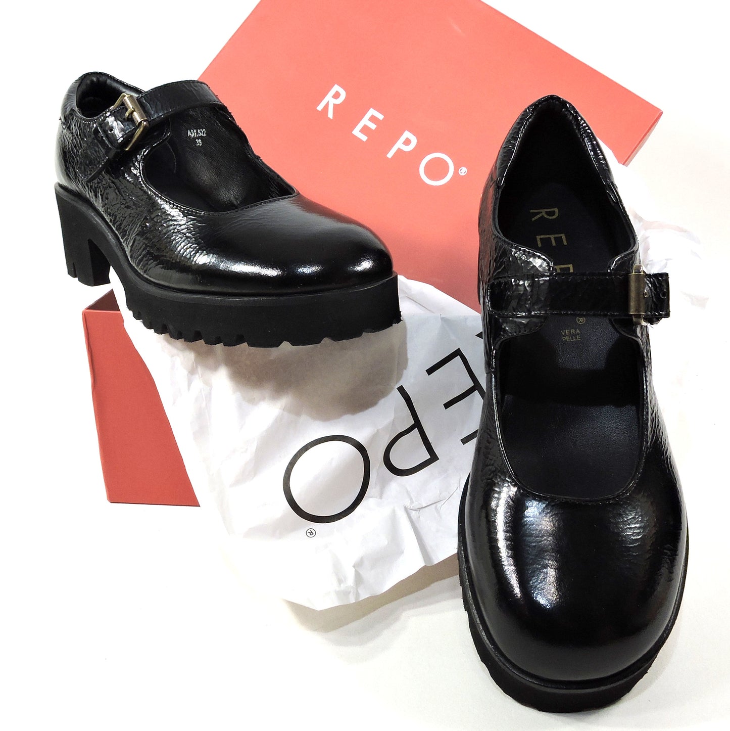 REPO 🇮🇹 WOMEN'S BLACK LEATHER COMFORT FASHION SHOES