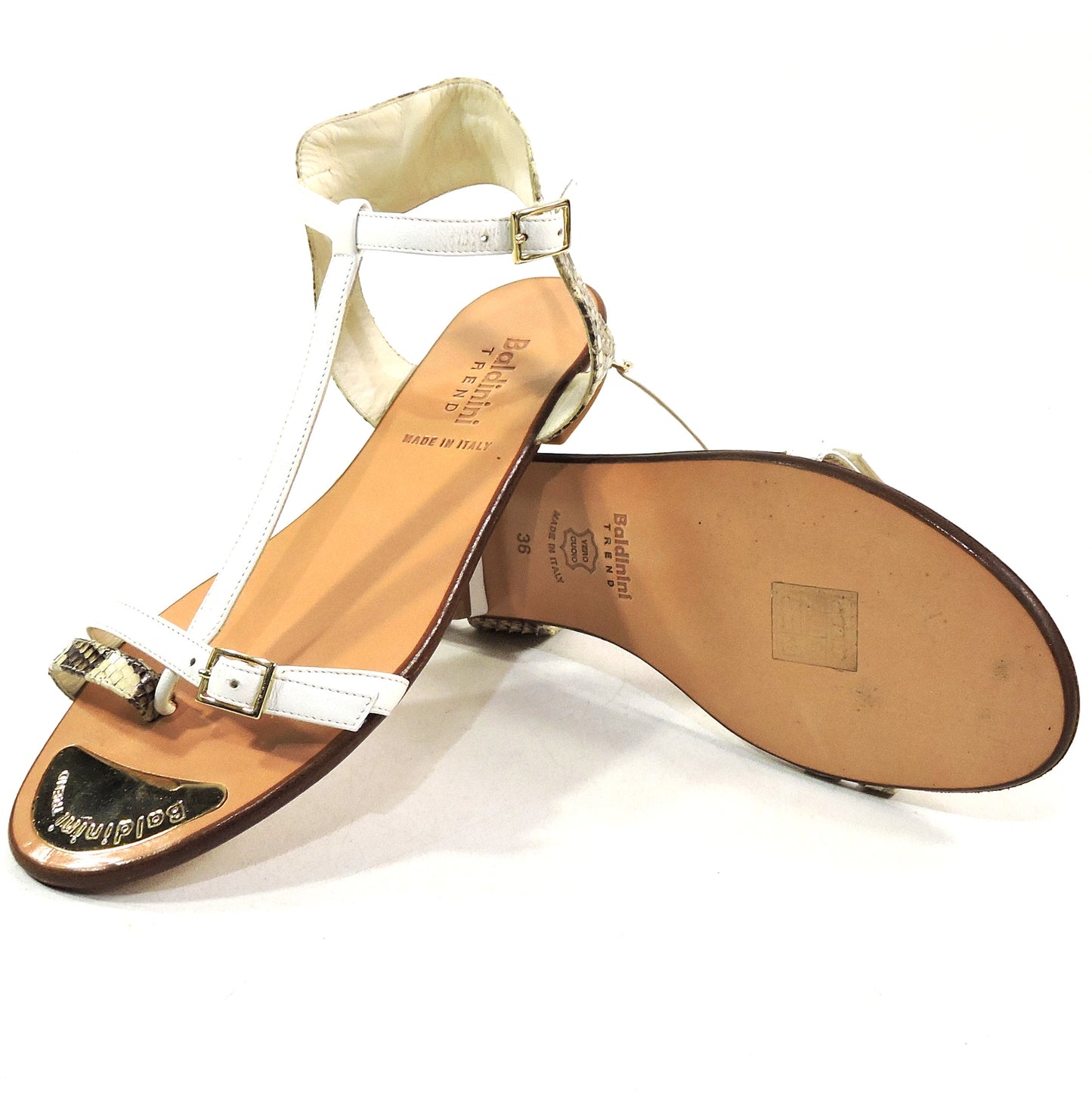 BALDININI 🇮🇹 WOMEN'S SOFT PYTHON LEATHER COMFORT FLAT SUMMER SANDALS