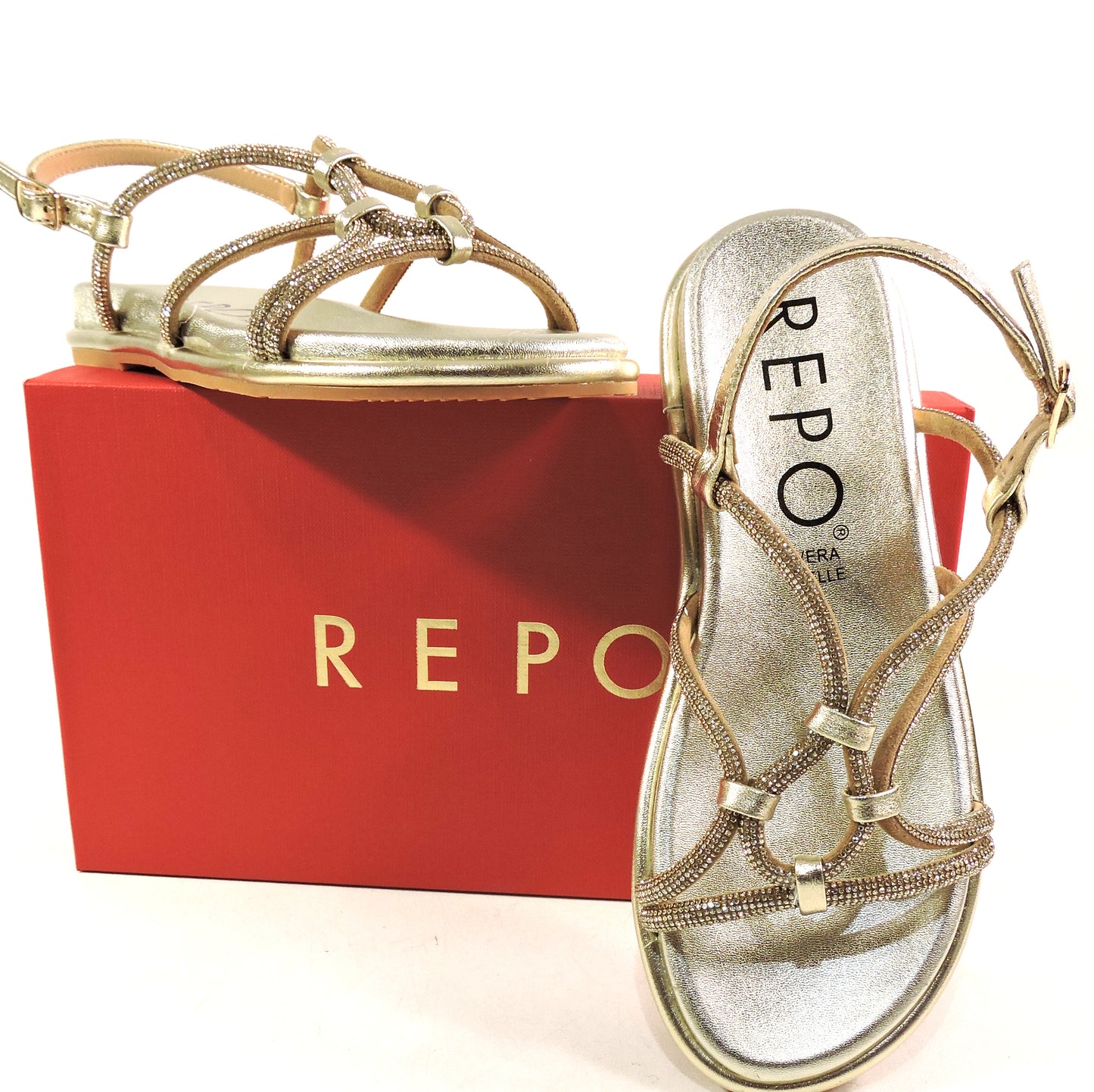 REPO 🇮🇹 WOMEN'S GOLD LEATHER COMFORT SUMMER FLAT SANDALS