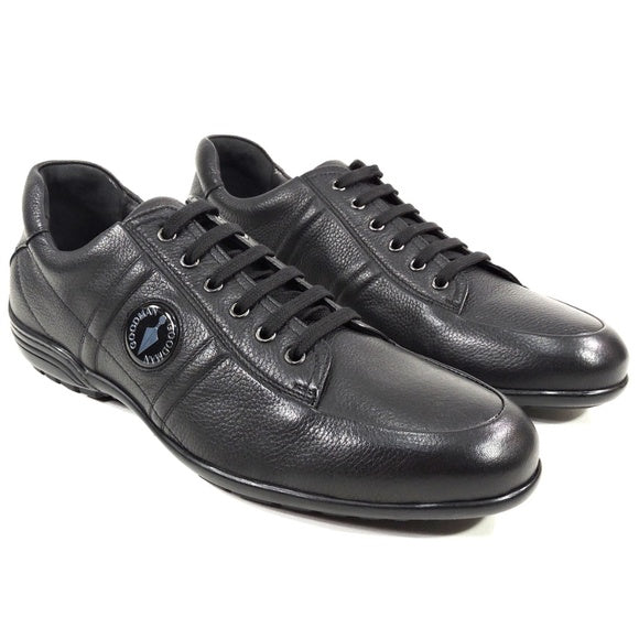 GOODMAN 🇮🇹 MEN'S BLACK SOFT LEATHER COMFORT FASHION SNEAKERS